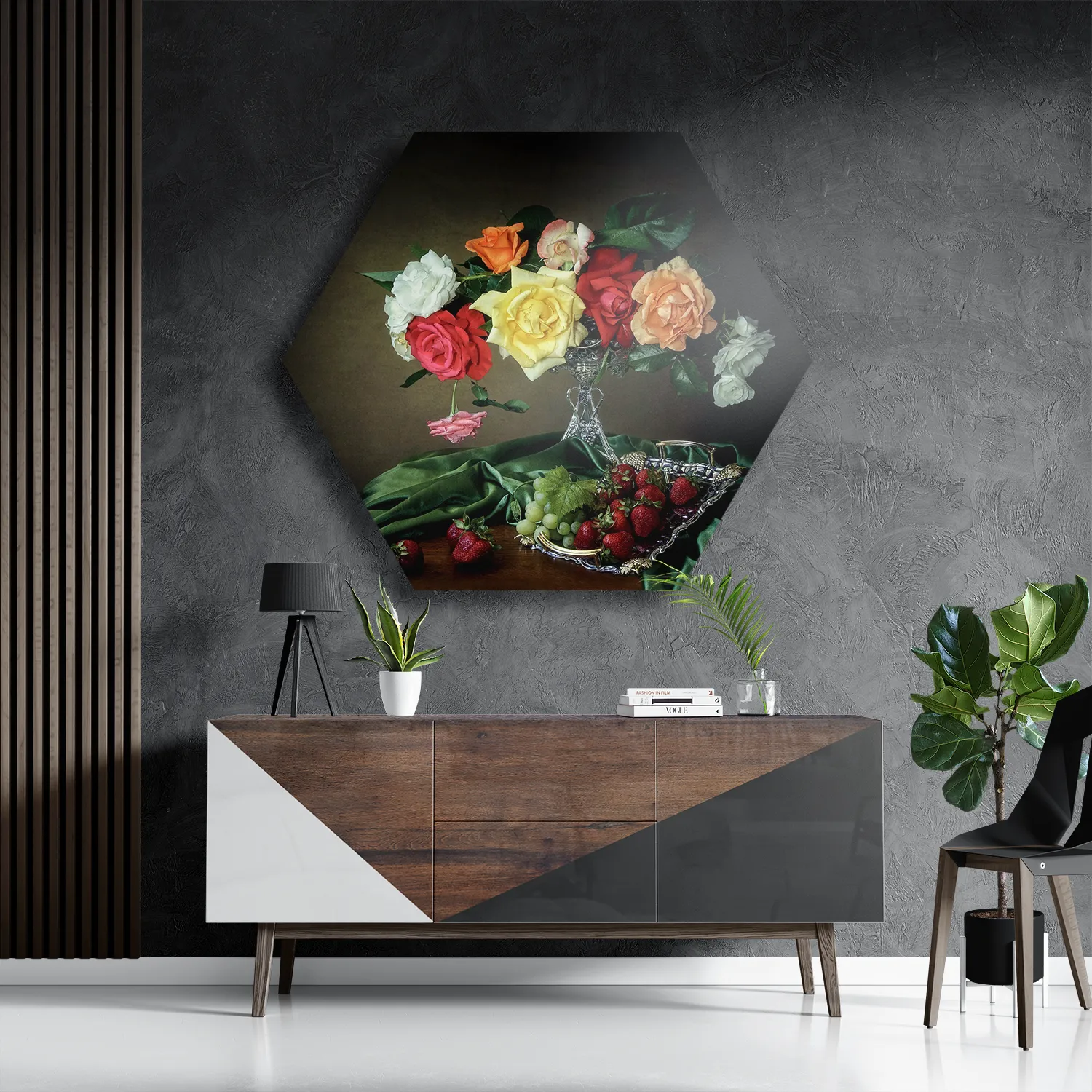 Template_Hexagon1_Vintage_22-3 Schilderij Modern Stil Leven Bloemen 01 Hexagon Template Hexagon1 Vintage 22 3