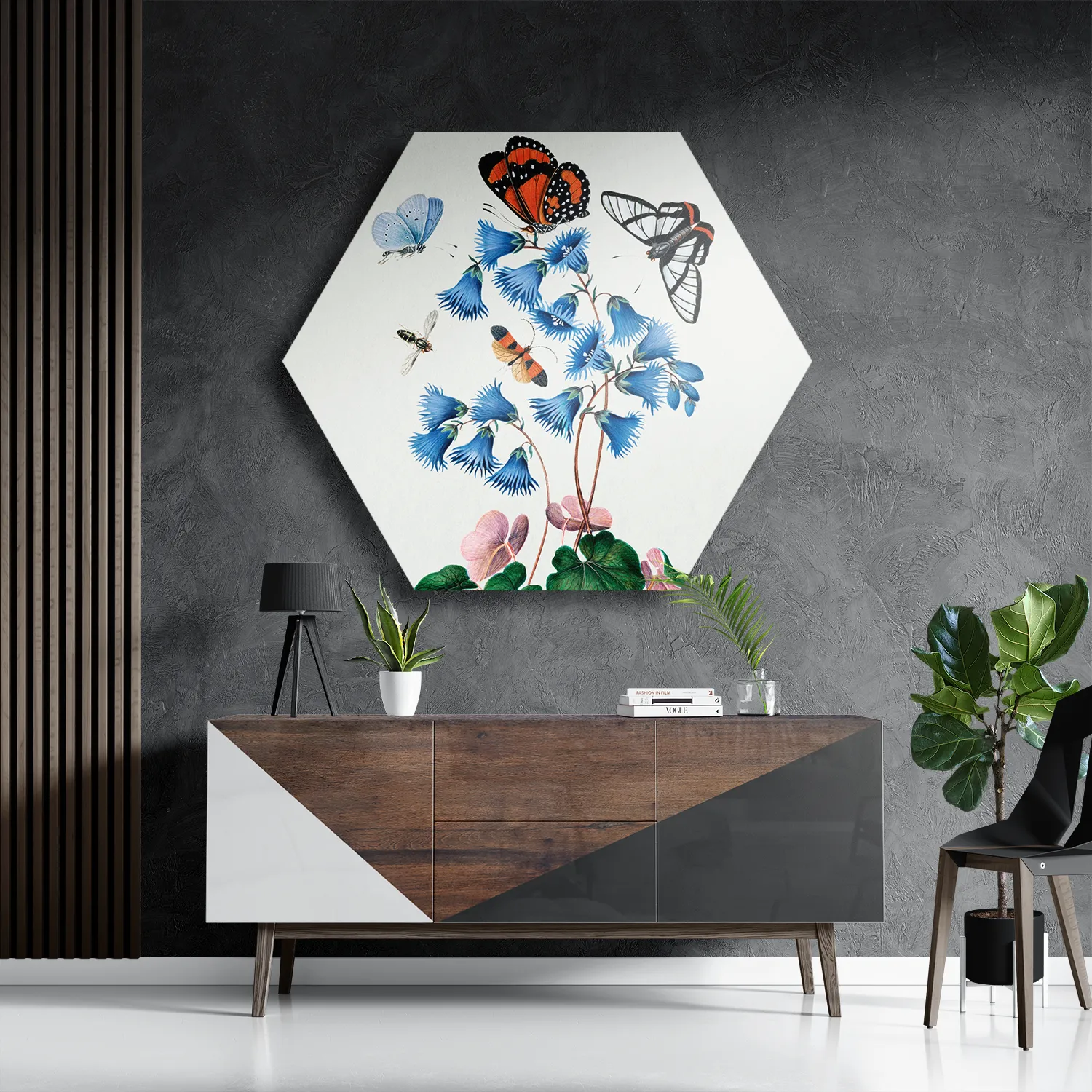 Schilderij Prent Natuur Vogel en Bloemen 04 Hexagon Template Hexagon1 Vintage 4 3