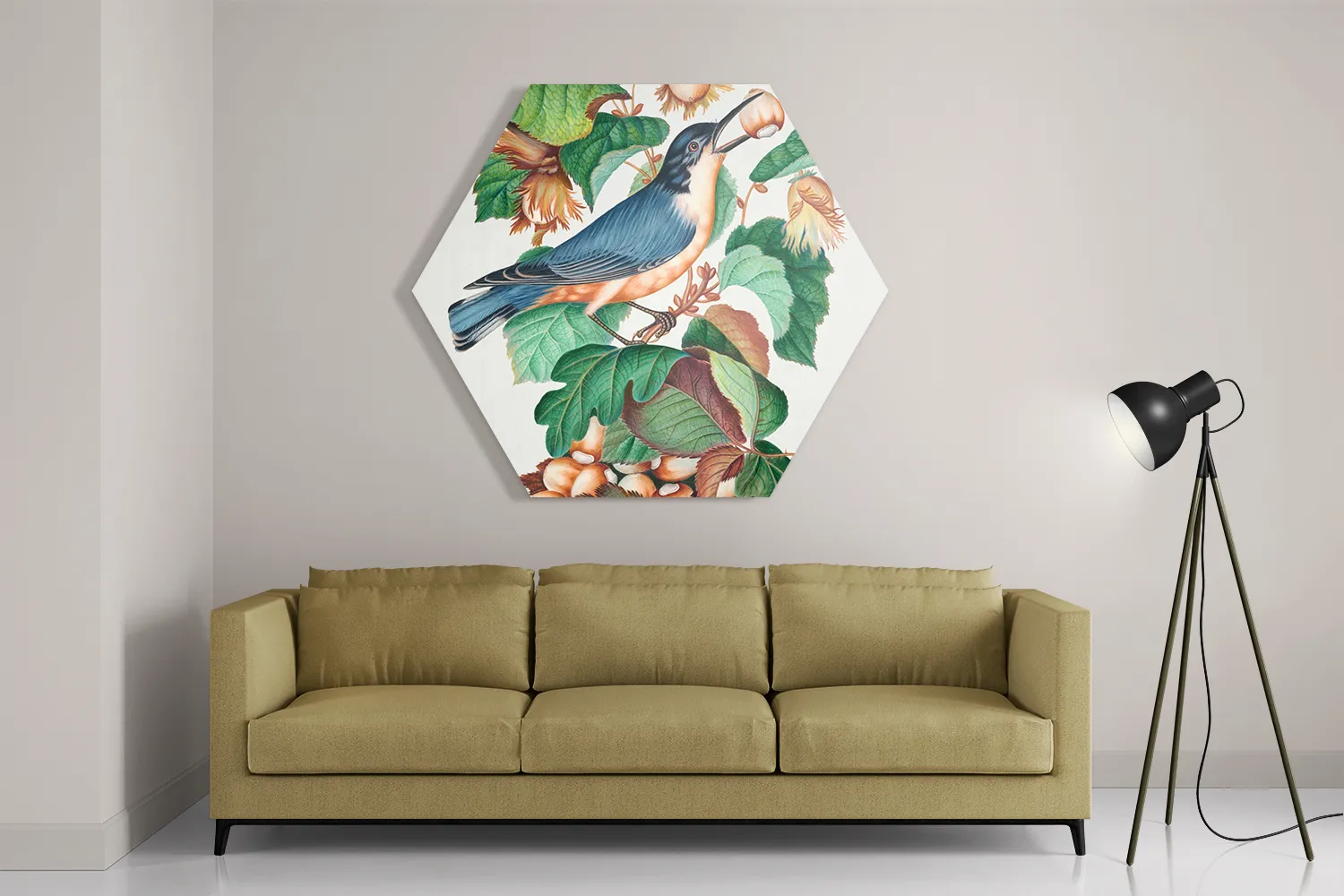 Schilderij Prent Natuur Vogel en Bloemen 09 Hexagon Template Hexagon1 Vintage 9 2