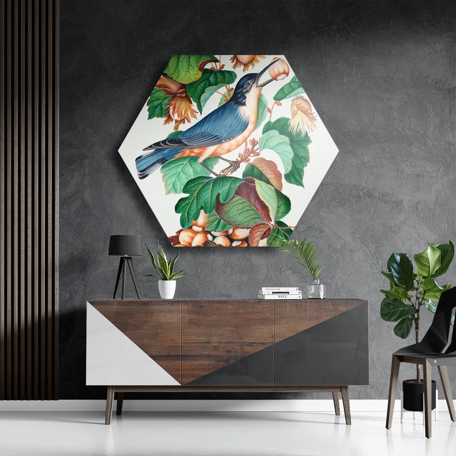 Schilderij Prent Natuur Vogel en Bloemen 09 Hexagon Template Hexagon1 Vintage 9 3