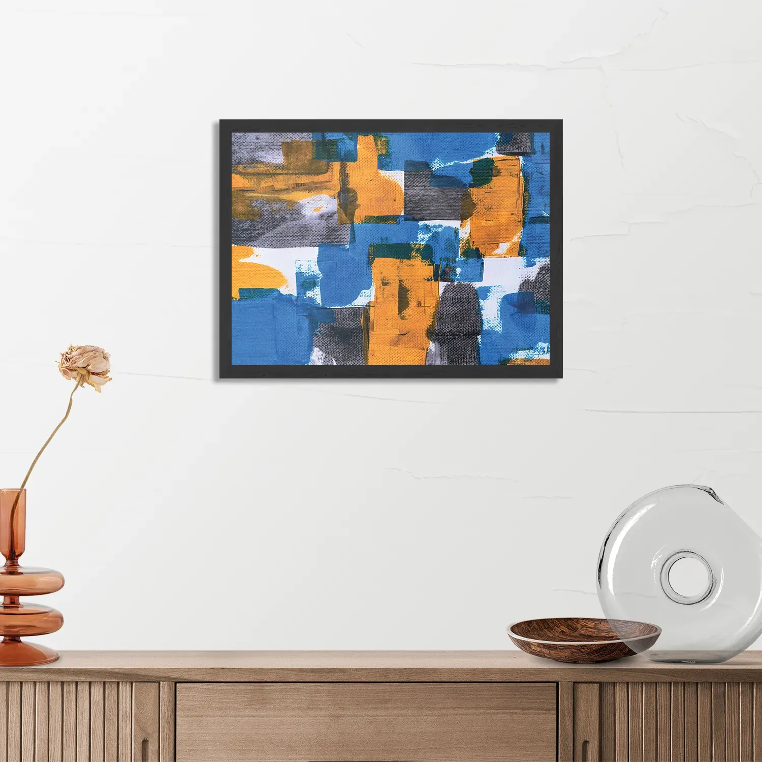 Poster Kleurrijk schilderij Rechthoek Horizontaal Met Lijst Template PBF 50 70 Horizontaal Abstract 03 3