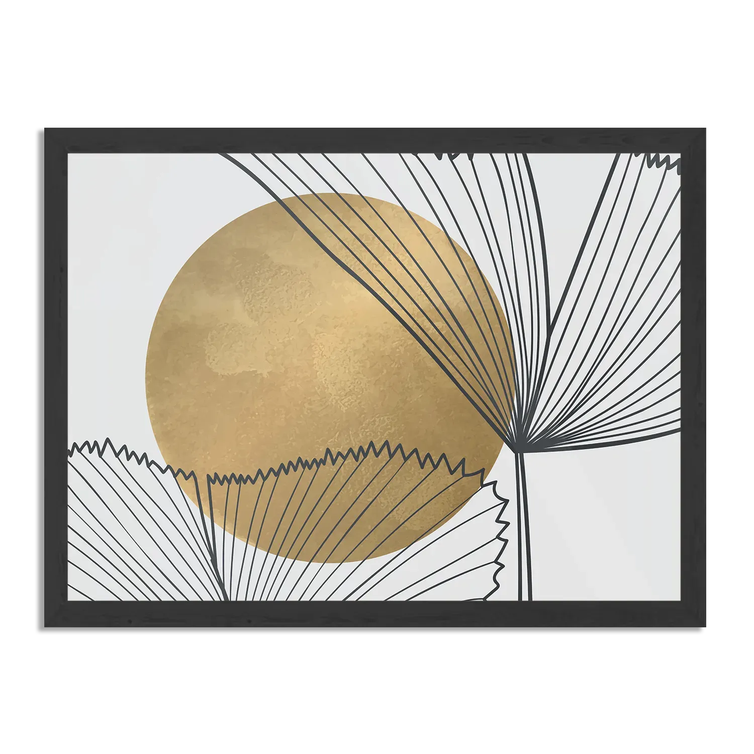 Poster Scandinavisch Design Plant met Goud Element 01 Rechthoek Horizontaal Met Lijst Template PBF 50 70 Horizontaal Abstract 112 1
