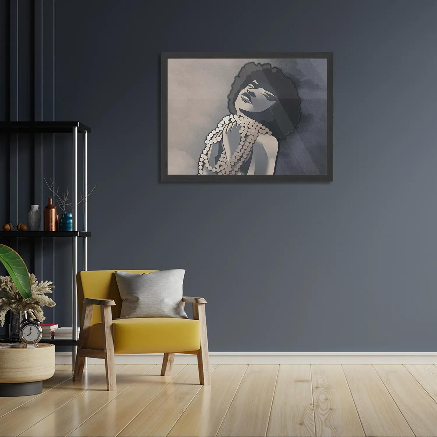 Poster Afrikaanse Vrouw met Parelketting Kunst Rechthoek Horizontaal Met Lijst Template PBF 50 70 Horizontaal Abstract 119 2