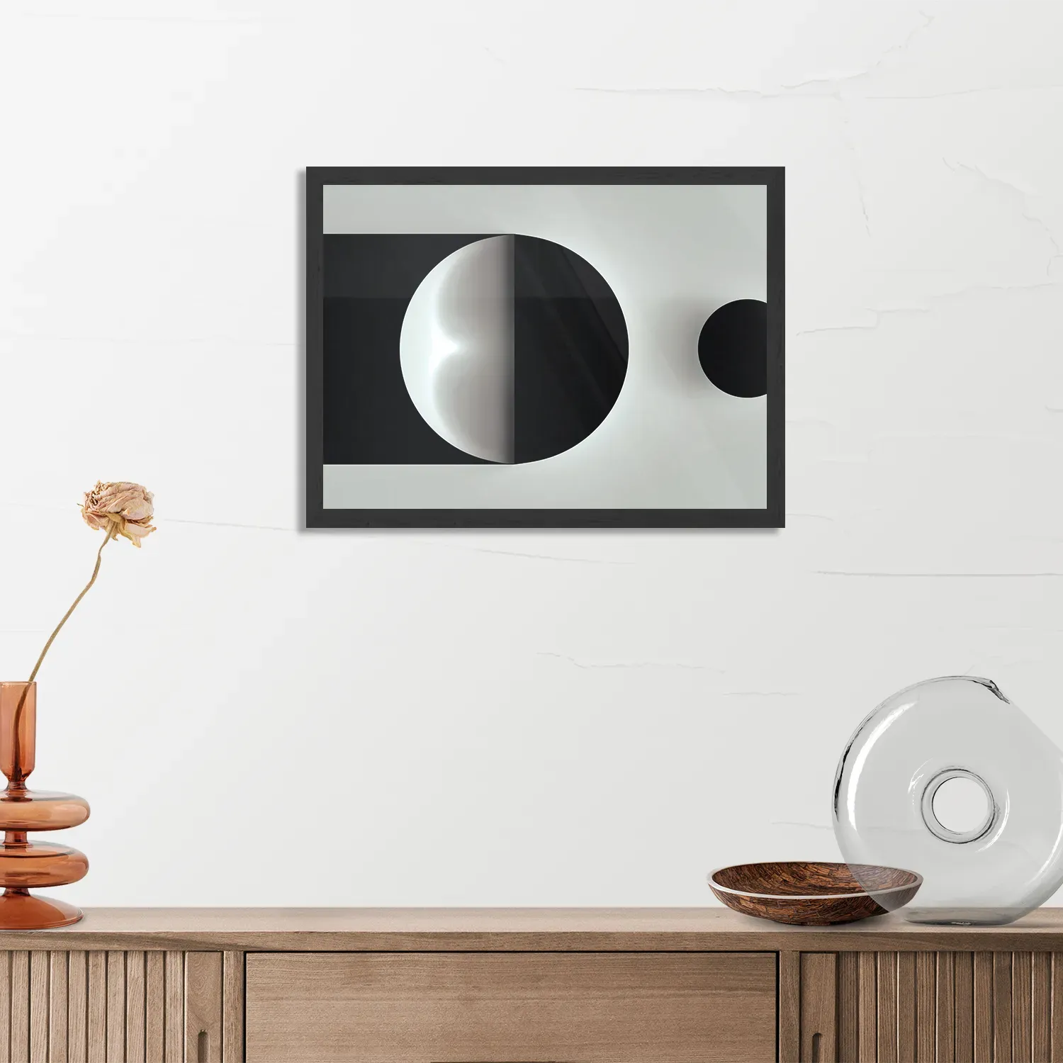 Poster Scandinavisch Wit met Zwart Element 01 Rechthoek Horizontaal Met Lijst Template PBF 50 70 Horizontaal Abstract 21 3