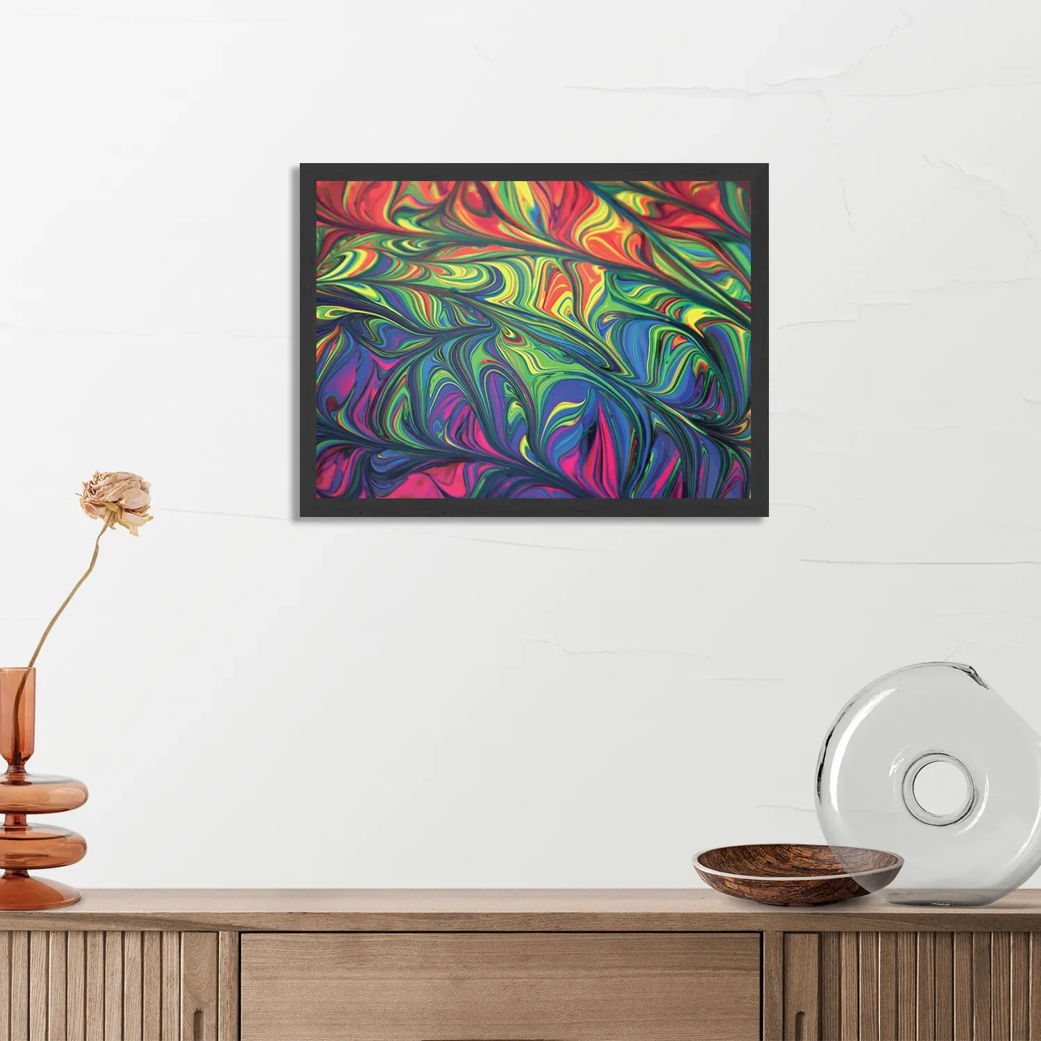 Poster Verf Kleuren Gemengd Rechthoek Horizontaal Met Lijst Template PBF 50 70 Horizontaal Abstract 37 3