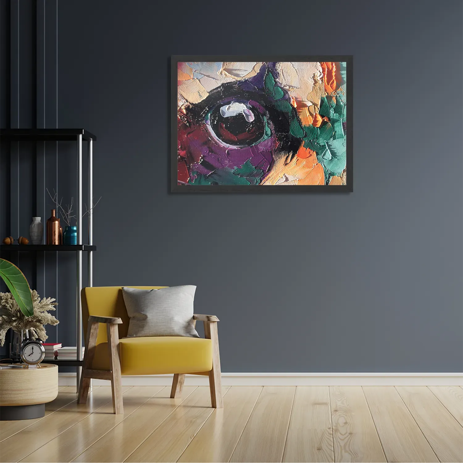 Poster Geschilderde Dierenkop in Kleur Rechthoek Horizontaal Met Lijst Template PBF 50 70 Horizontaal Abstract 42 2