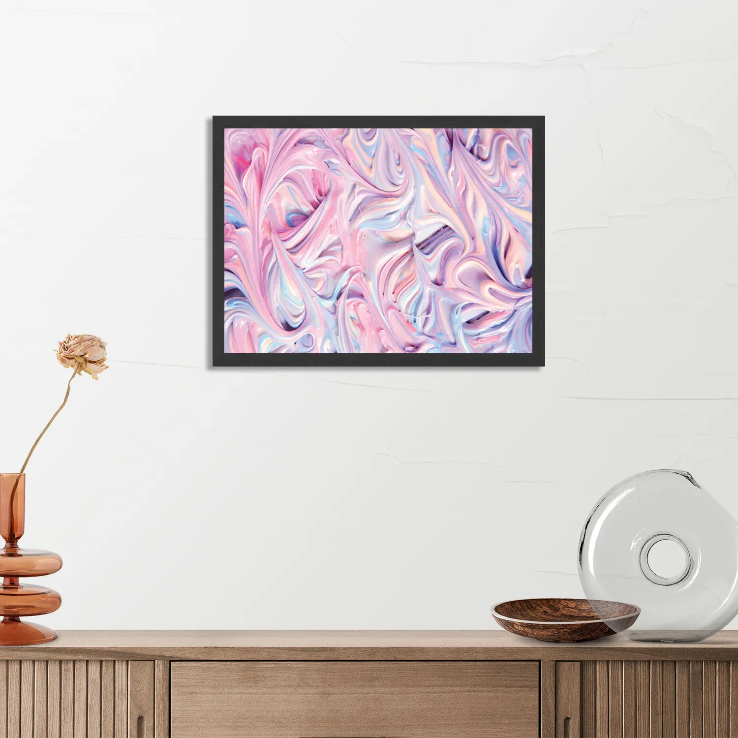 Poster Statisfying Art Roze Rechthoek Horizontaal Met Lijst Template PBF 50 70 Horizontaal Abstract 45 3