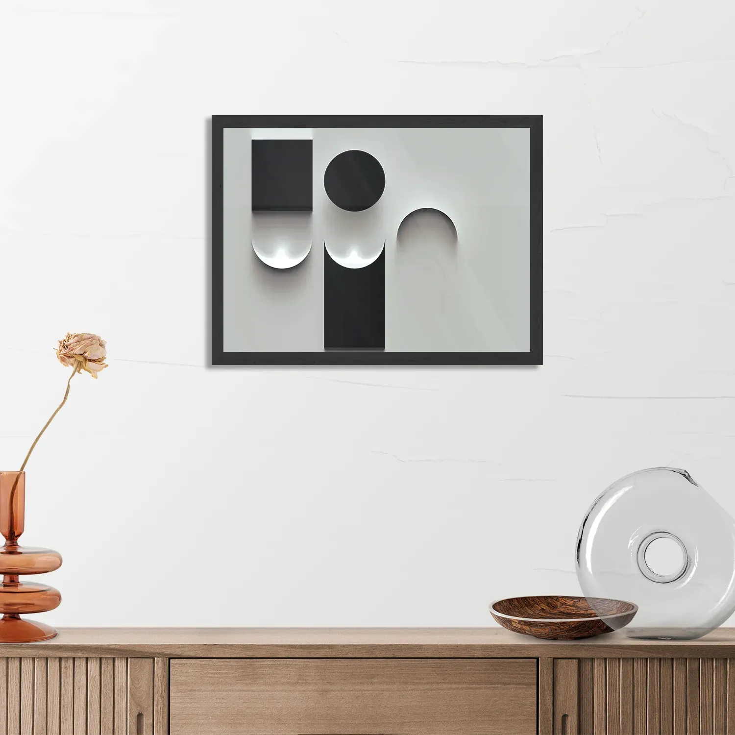 Poster Scandinavisch Wit met Zwart Element 02 Rechthoek Horizontaal Met Lijst Template PBF 50 70 Horizontaal Abstract 62 3