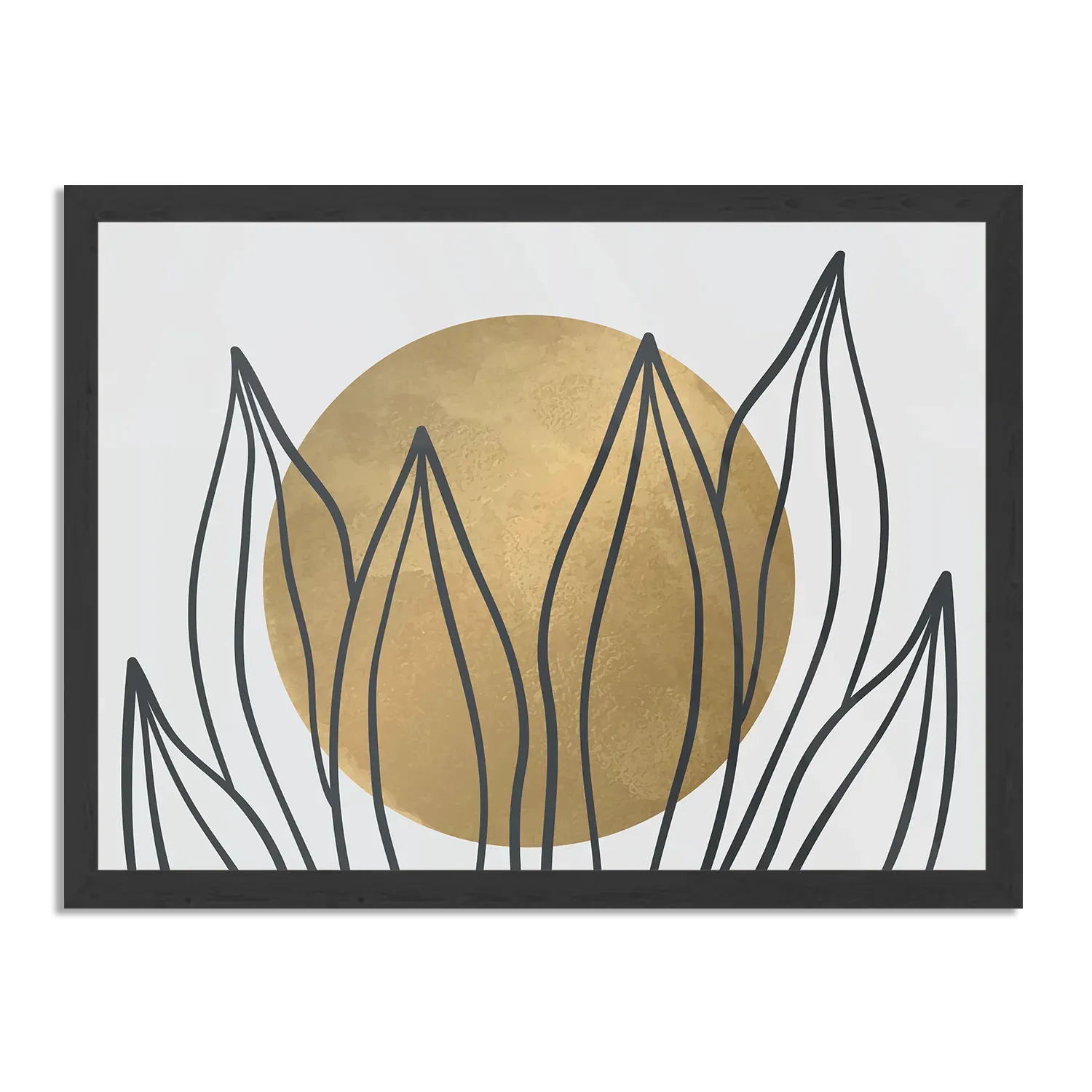 Poster Scandinavisch Design Plant met Goud Element 01 Rechthoek Horizontaal Met Lijst Template PBF 50 70 Horizontaal Abstract 72 1