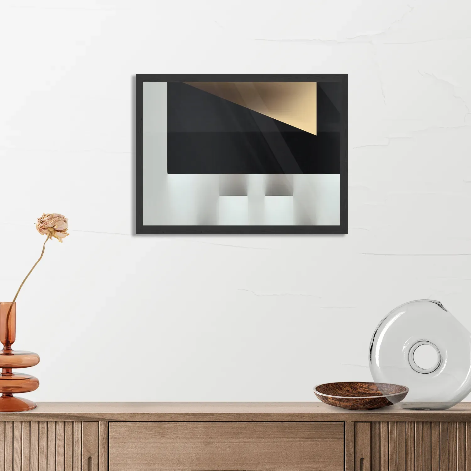 Poster Scandinavisch Wit met Zwart Element 03 Rechthoek Horizontaal Met Lijst Template PBF 50 70 Horizontaal Abstract 73 3