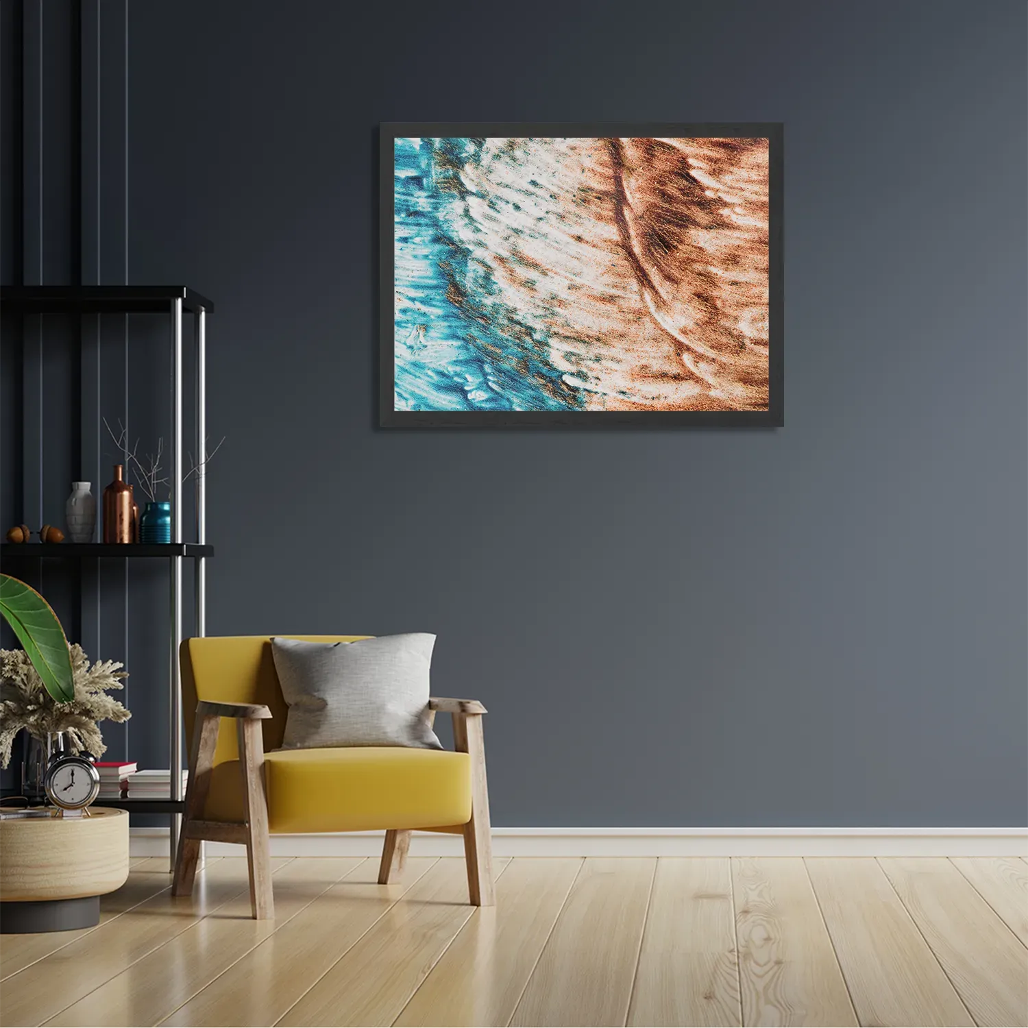 Poster Kunst Oranje blauw Rechthoek Horizontaal Met Lijst Template PBF 50 70 Horizontaal Abstract 93 2