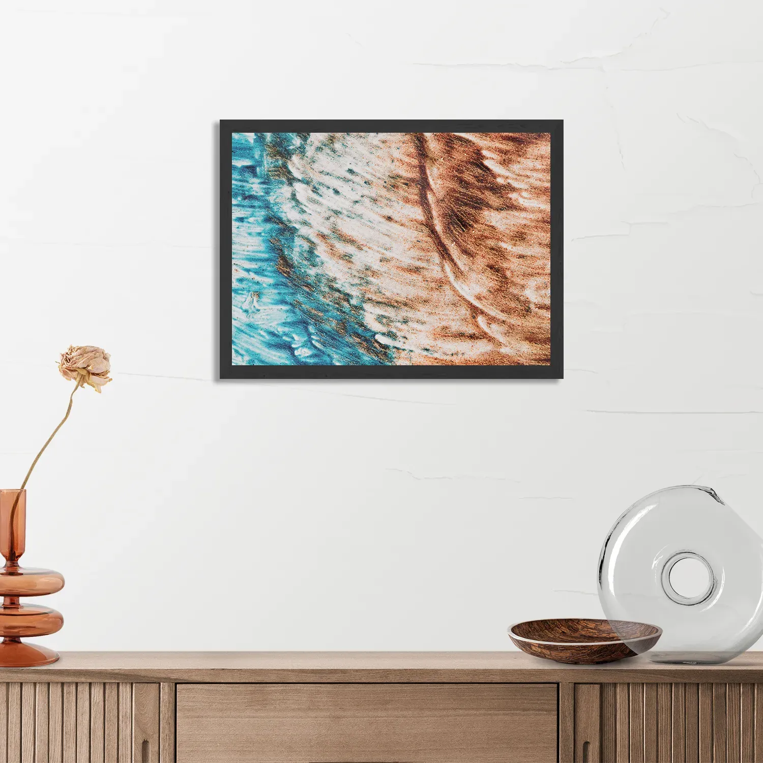 Poster Kunst Oranje blauw Rechthoek Horizontaal Met Lijst Template PBF 50 70 Horizontaal Abstract 93 3