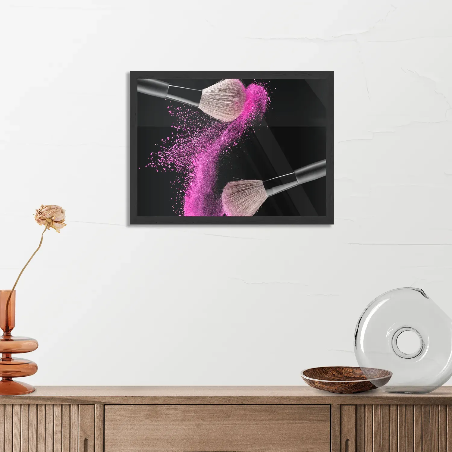 Poster Make up Poederkwasten Roze Rechthoek Horizontaal Met Lijst Template PBF 50 70 Horizontaal Beauty 1 3