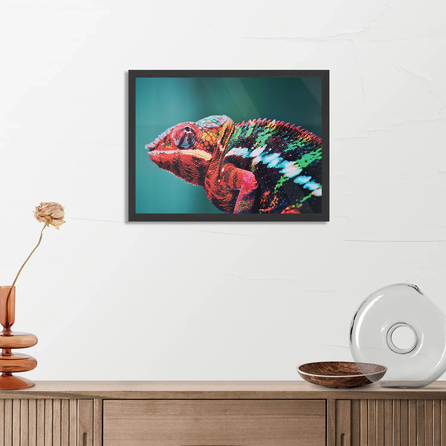 Poster Kameleon Kleurrijk Rechthoek Horizontaal Met Lijst Template PBF 50 70 Horizontaal Dieren 10 3