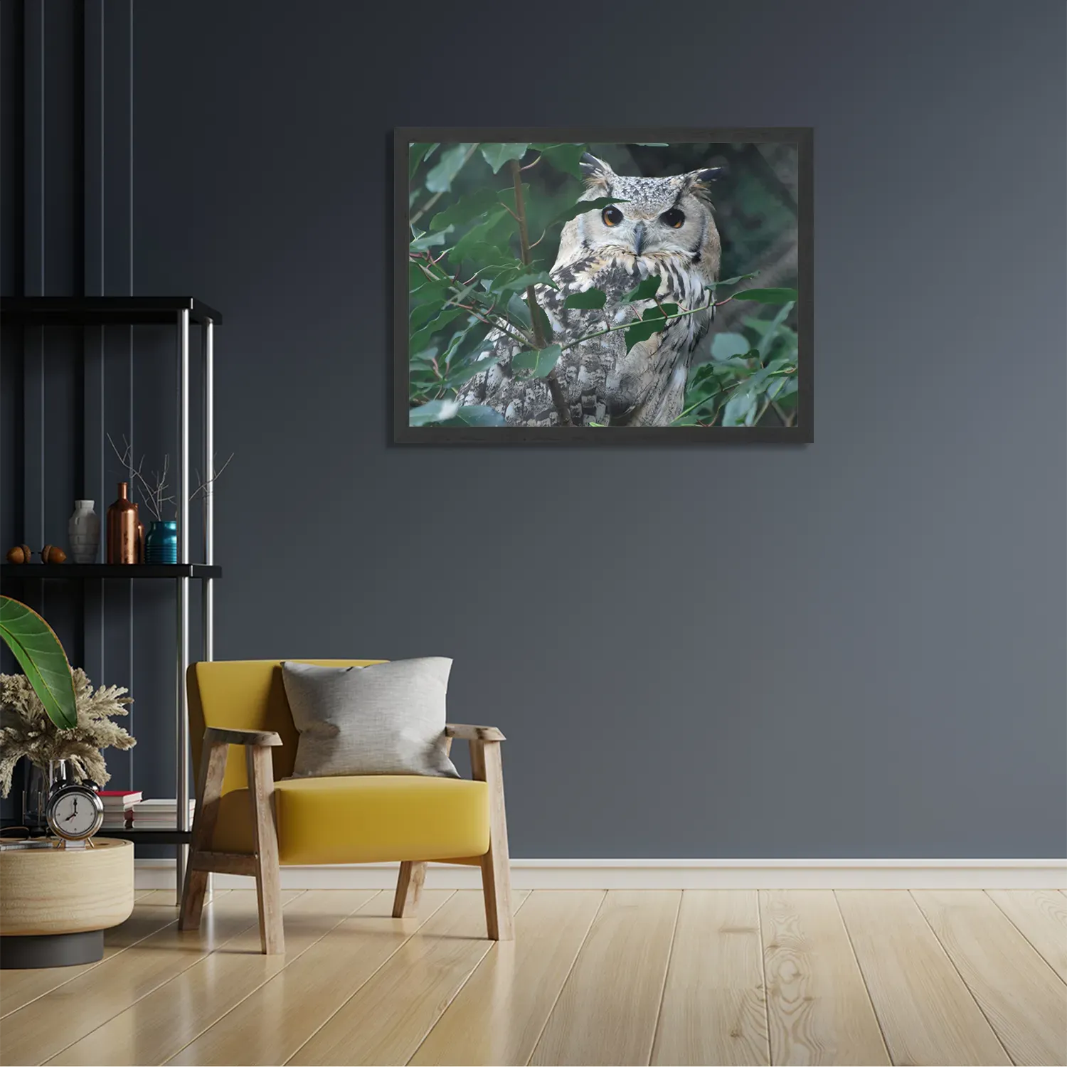 Poster Uil Op Tak Rechthoek Horizontaal Met Lijst Template PBF 50 70 Horizontaal Dieren 12 2