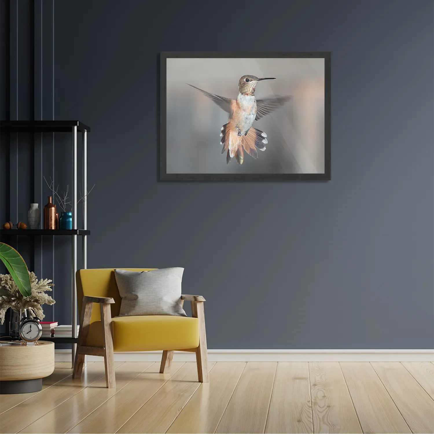 Poster De Vliegende Kolibrie Vogel Rechthoek Horizontaal Met Lijst Template PBF 50 70 Horizontaal Dieren 19 2