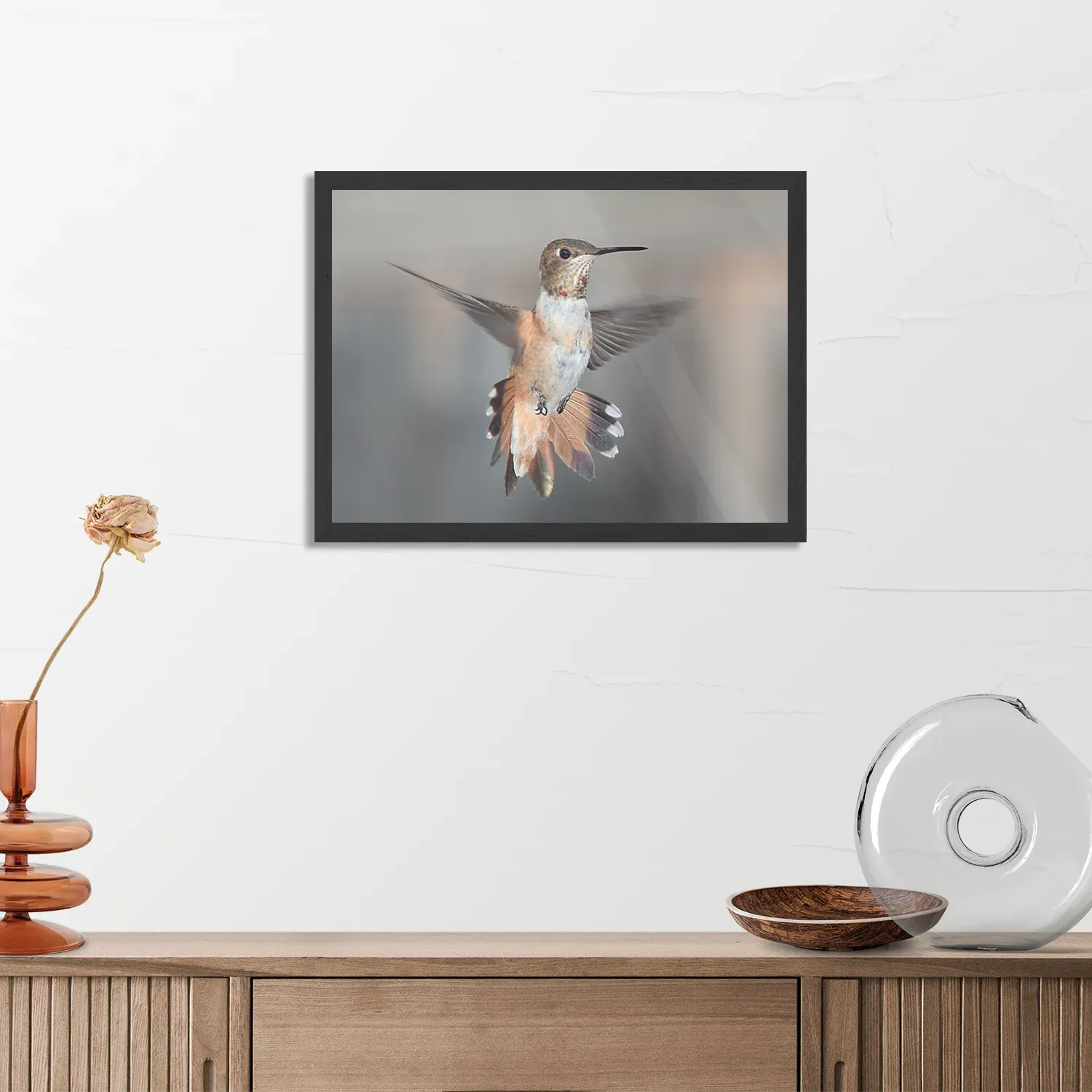 Poster De Vliegende Kolibrie Vogel Rechthoek Horizontaal Met Lijst Template PBF 50 70 Horizontaal Dieren 19 3