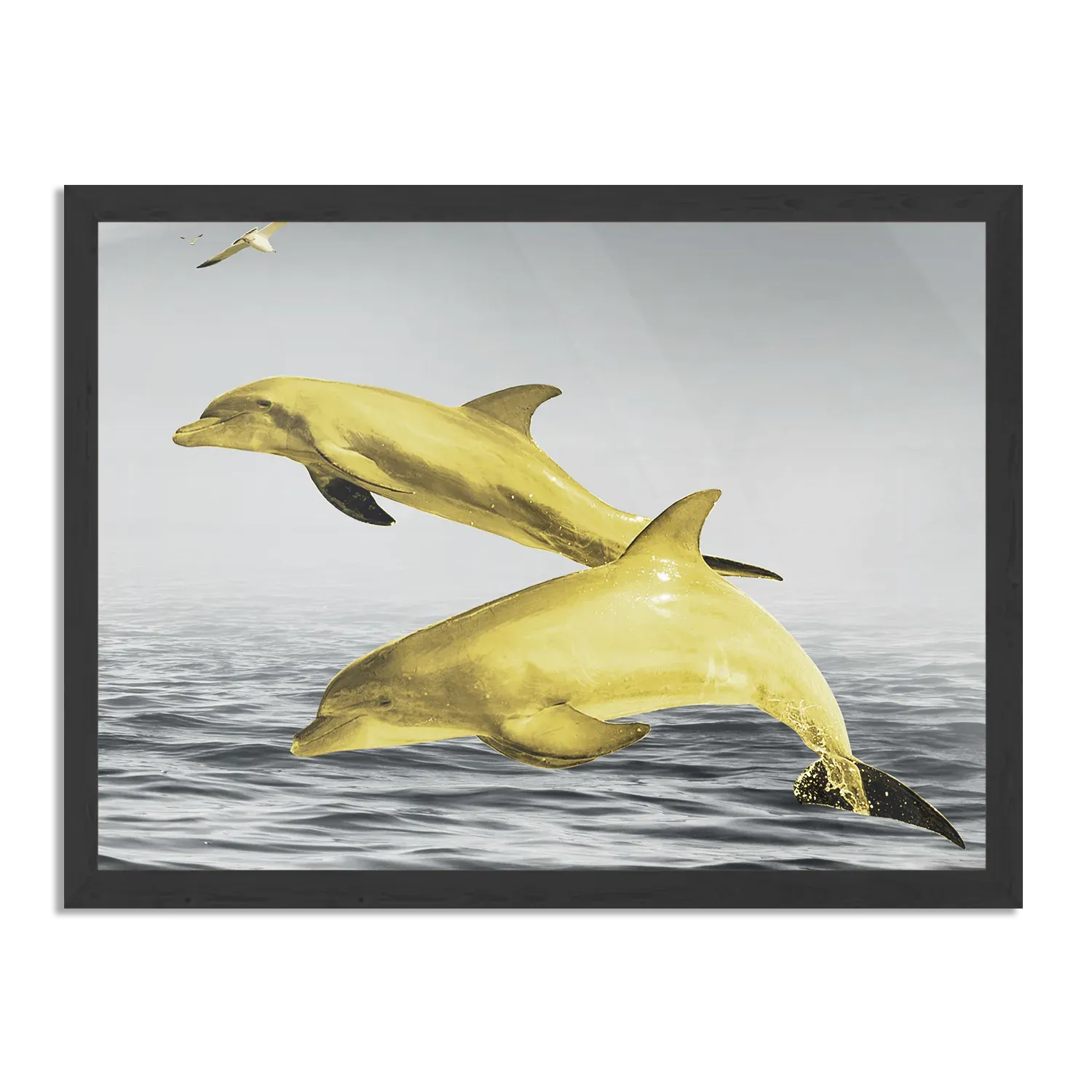 Poster Springende Dolfijnen Goud 01 Rechthoek Horizontaal Met Lijst Template PBF 50 70 Horizontaal Dieren 2 1