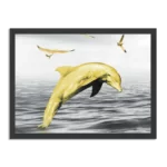 Poster Springende Dolfijnen Goud 02 Rechthoek Horizontaal Met Lijst Template PBF 50 70 Horizontaal Dieren 3 1