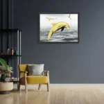 Poster Springende Dolfijnen Goud 02 Rechthoek Horizontaal Met Lijst Template PBF 50 70 Horizontaal Dieren 3 2