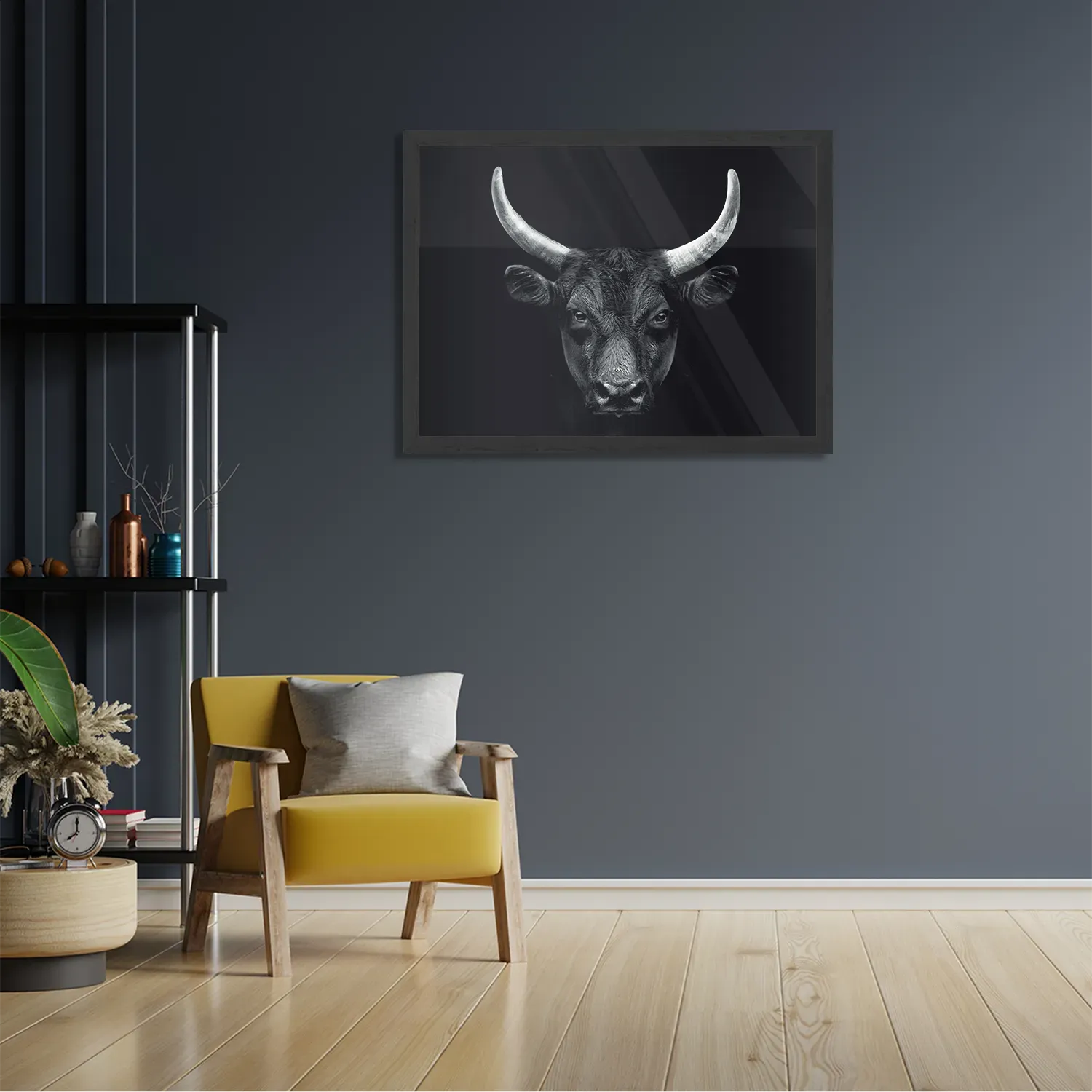 Poster Stier Ready To Fight 01 Rechthoek Horizontaal Met Lijst Template PBF 50 70 Horizontaal Dieren 36 2