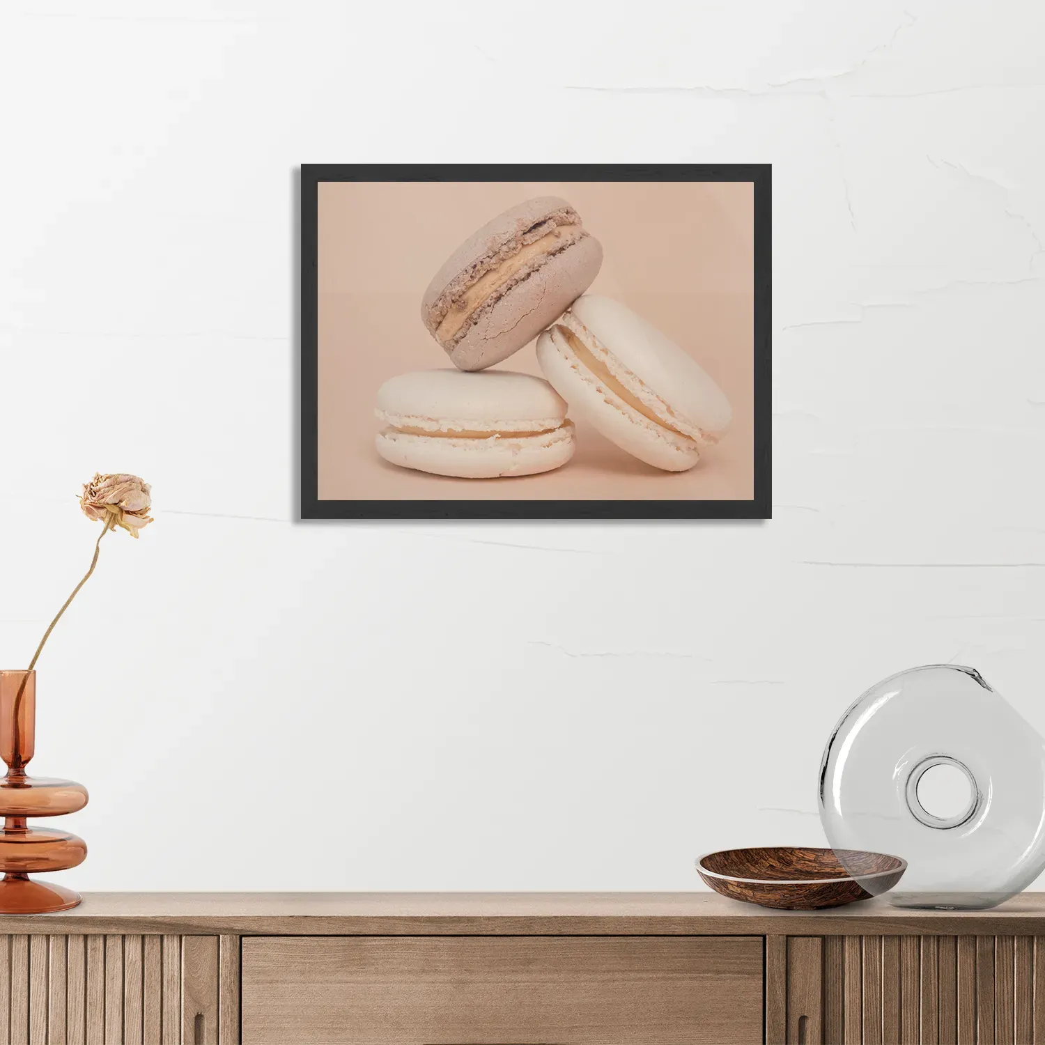 Poster Macarons Beige Tinten 01 Rechthoek Horizontaal Met Lijst Template PBF 50 70 Horizontaal Eten En Drinken 26 3