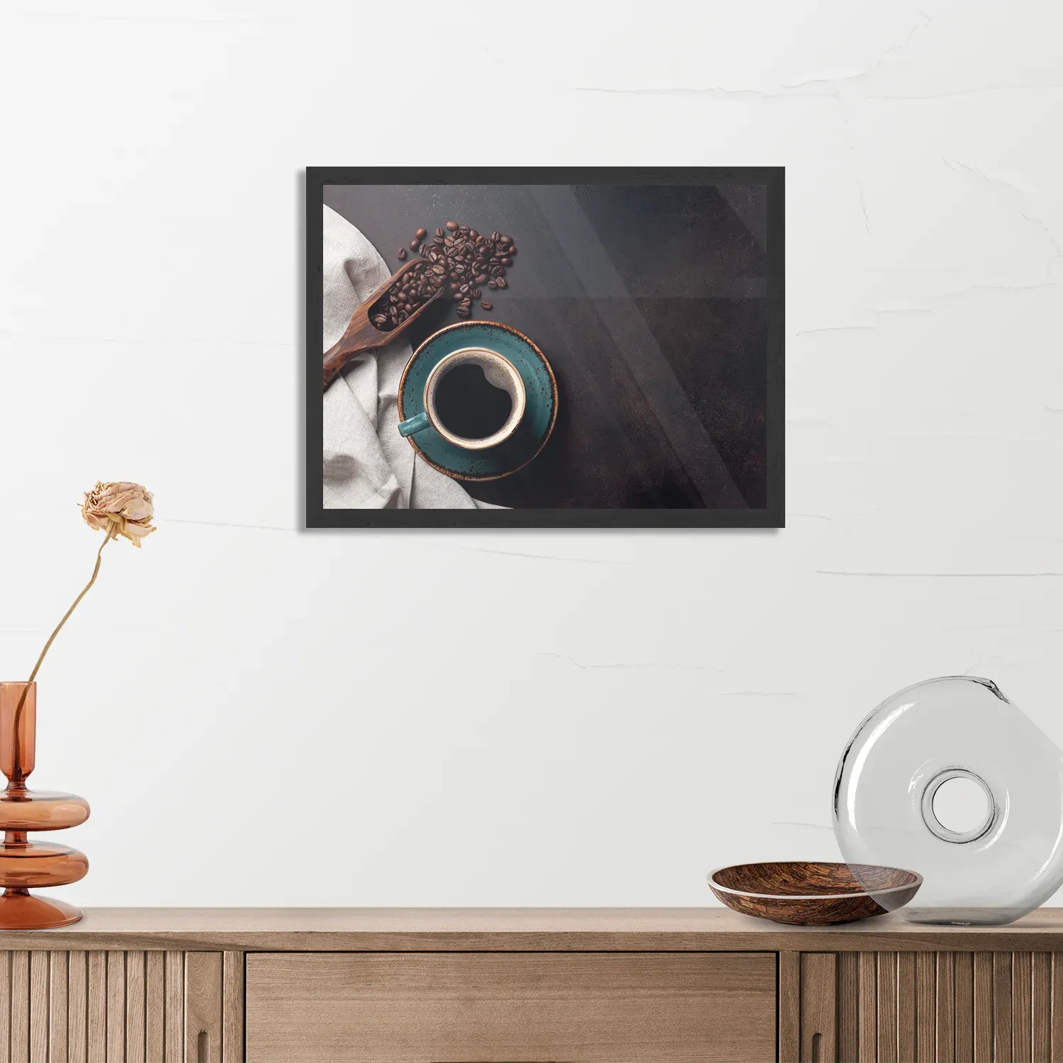 Poster Koffiebonen met Kop koffie Rechthoek Horizontaal Met Lijst Template PBF 50 70 Horizontaal Eten En Drinken 41 3