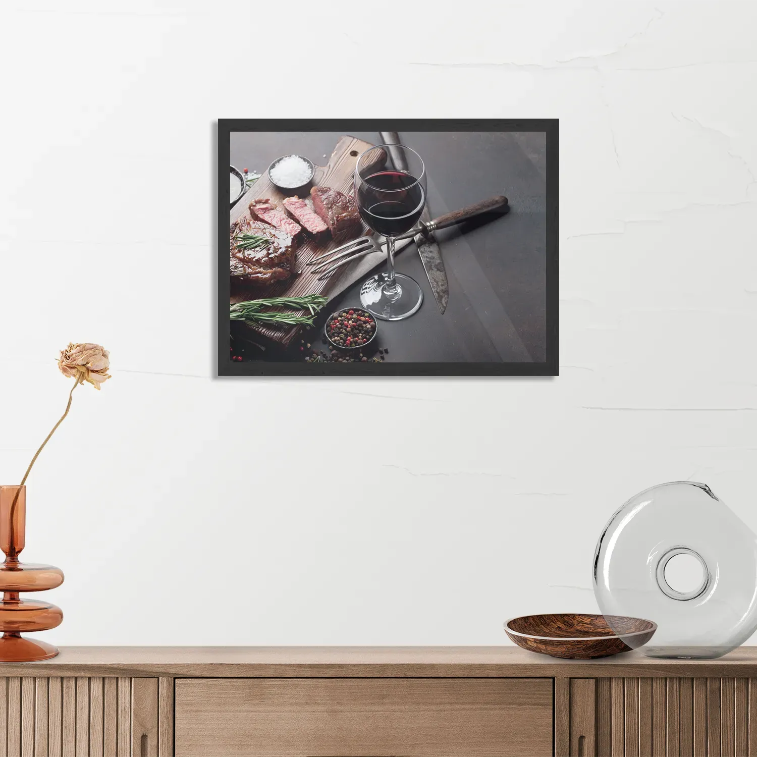 Poster Beef met Rode Wijn Rechthoek Horizontaal Met Lijst Template PBF 50 70 Horizontaal Eten En Drinken 47 3