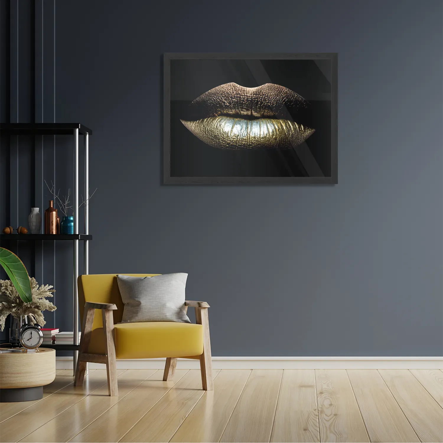 Poster Golden Lips Rechthoek Horizontaal Met Lijst Template PBF 50 70 Horizontaal Lifestyle 3 2