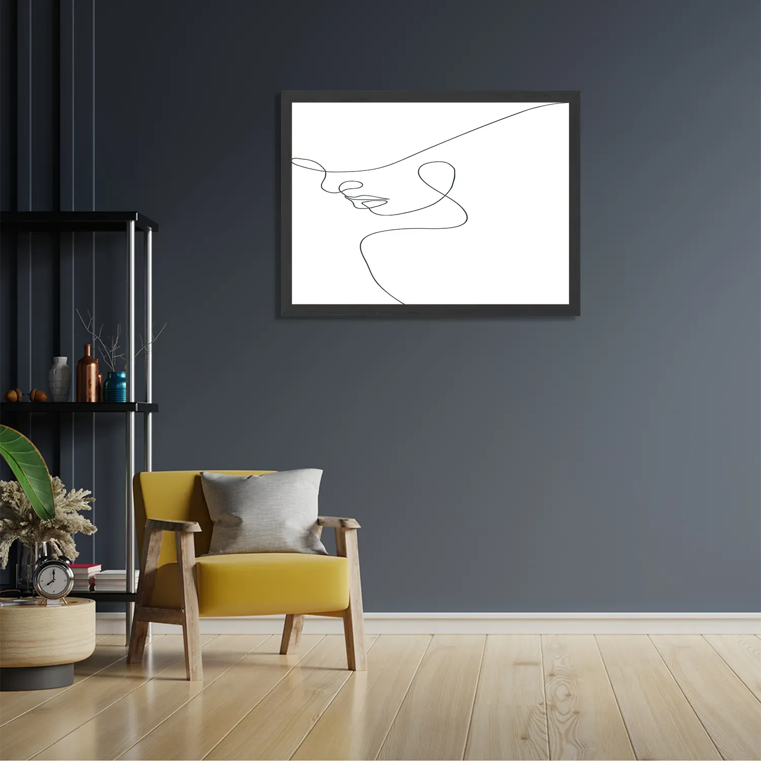 Poster De Golvende Dunne Kaaklijn Rechthoek Horizontaal Met Lijst Template PBF 50 70 Horizontaal Lifestyle 9 2