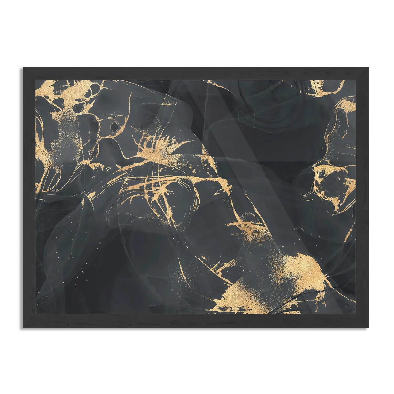 Poster Abstract Marmer Look Zwart met Goud 04 Rechthoek Horizontaal Met Lijst Template PBF 50 70 Horizontaal Marmer 15 1