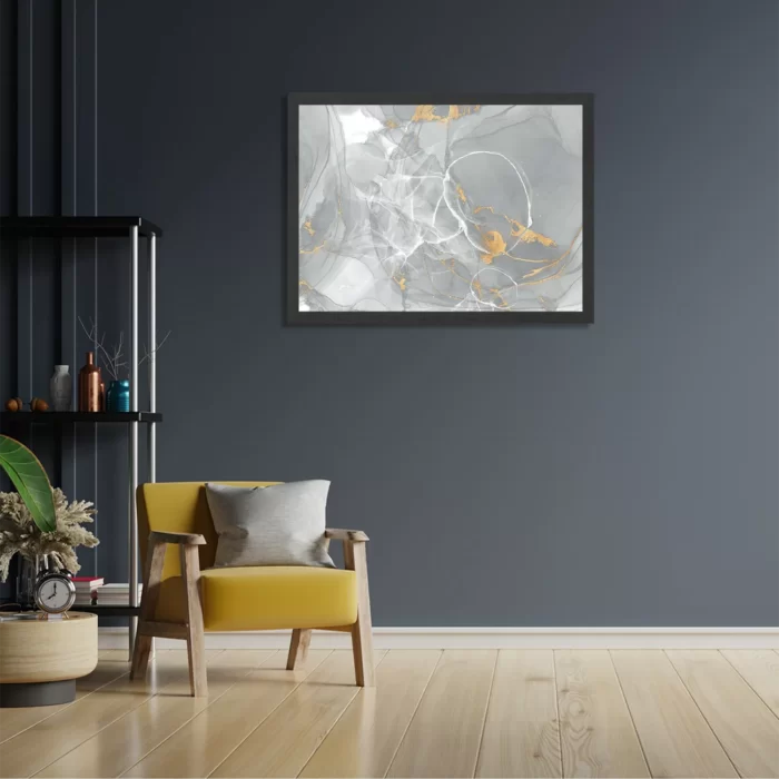 Poster Abstract Marmer Look Grijs met Goud 06 Rechthoek Horizontaal Met Lijst Template PBF 50 70 Horizontaal Marmer 17 2