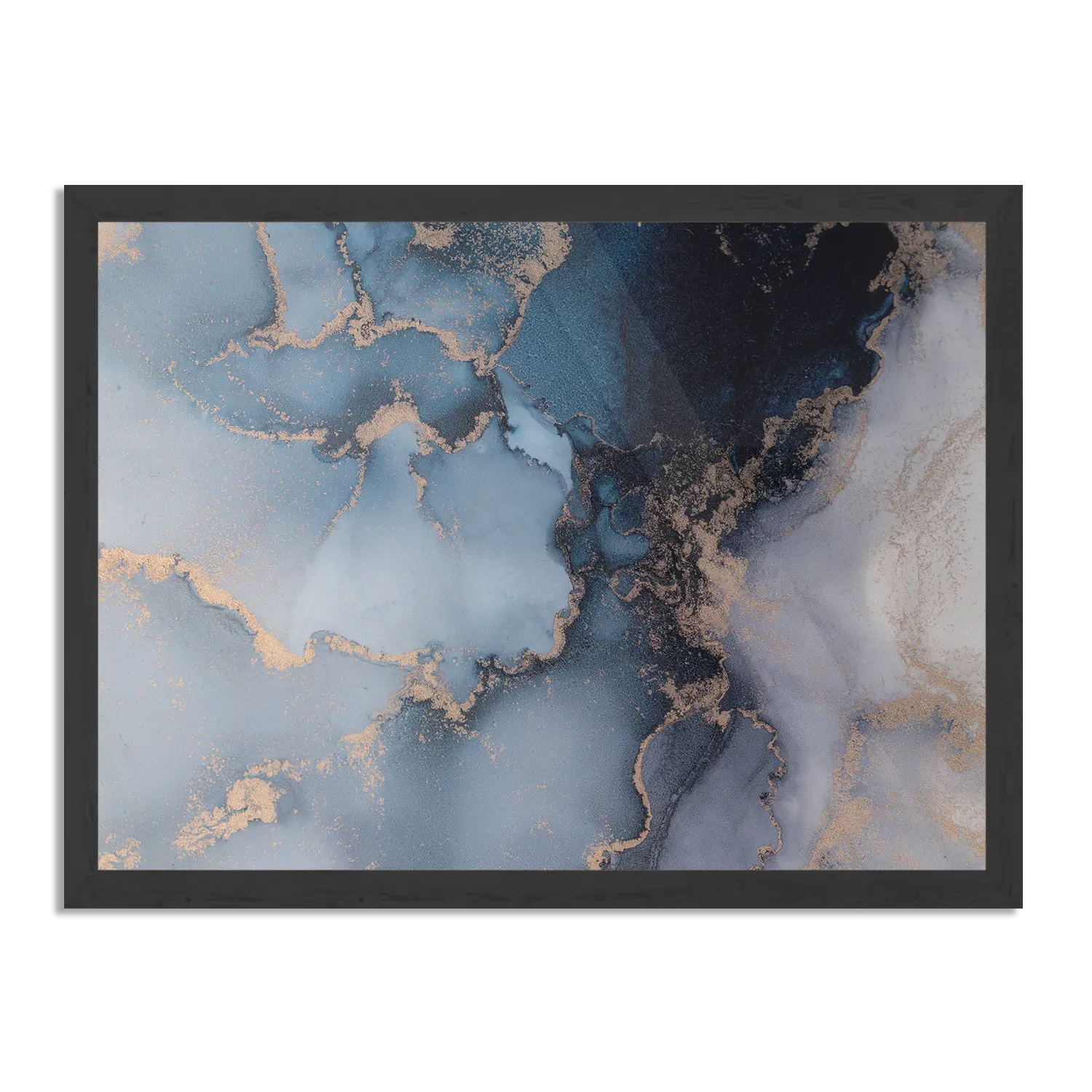 Poster Marmer Look Chique Donker Blauwtinten met Goud 03 Rechthoek Horizontaal Met Lijst Template PBF 50 70 Horizontaal Marmer 32 1