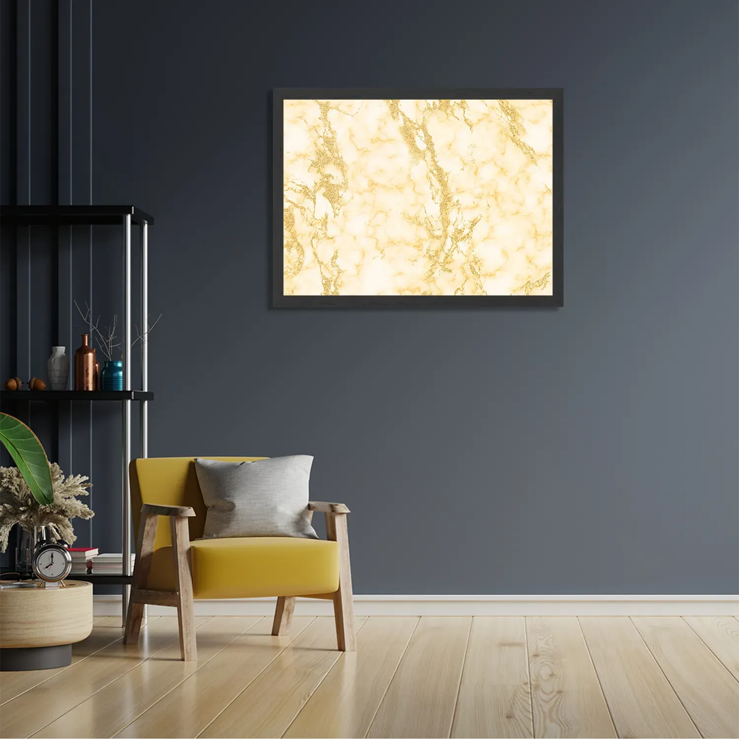 Poster Basis Marmer Look Geel Rechthoek Horizontaal Met Lijst Template PBF 50 70 Horizontaal Marmer 5 2