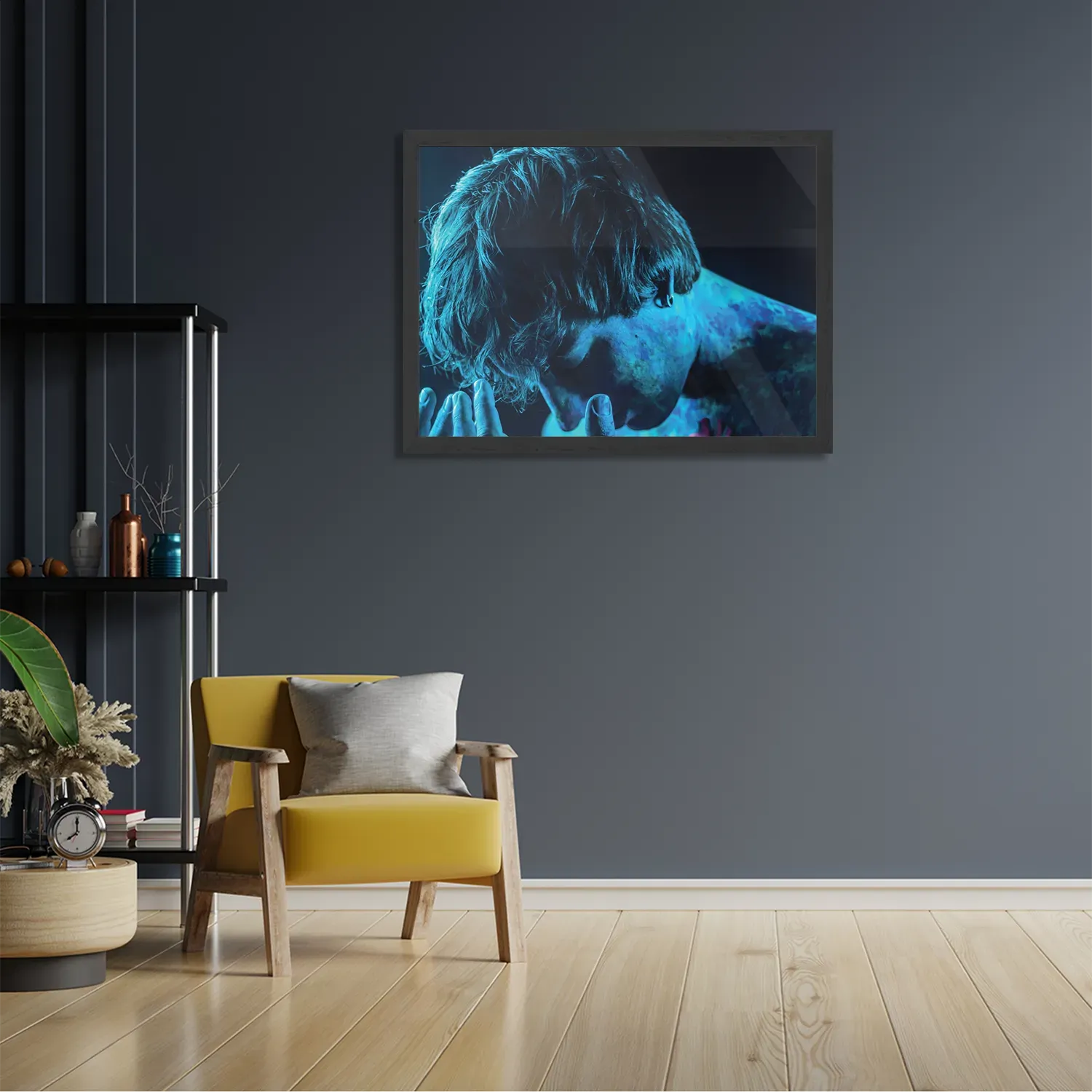 Poster Mystrieuze Man Blauw Rechthoek Horizontaal Met Lijst Template PBF 50 70 Horizontaal Mensen 14 2