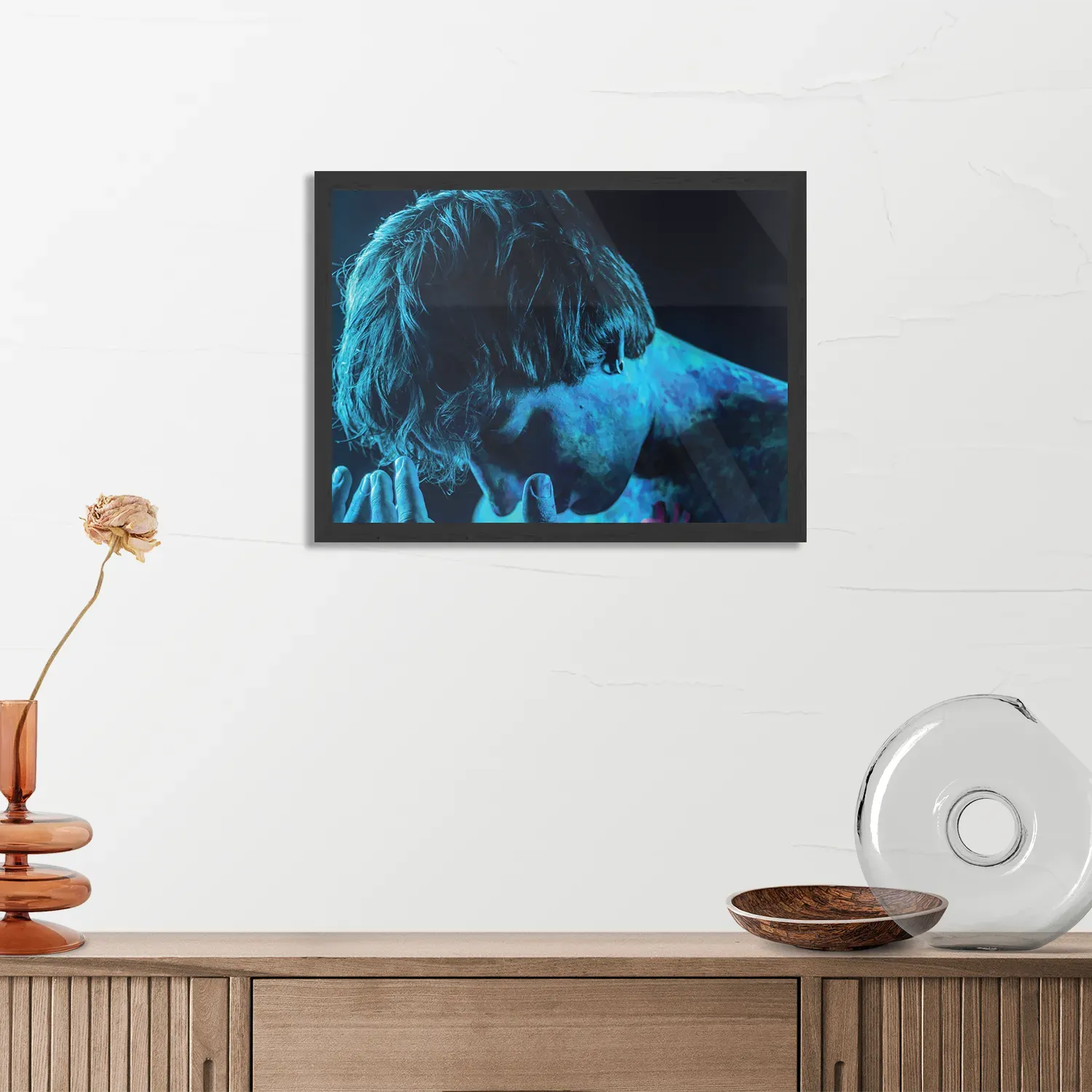 Poster Mystrieuze Man Blauw Rechthoek Horizontaal Met Lijst Template PBF 50 70 Horizontaal Mensen 14 3