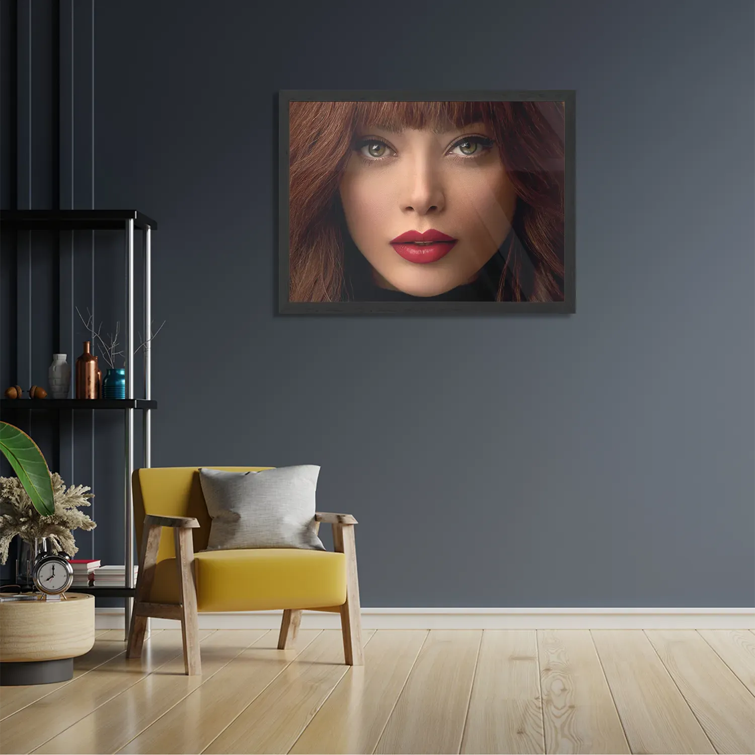 Poster Mooie Vrouw Met Oranje Haar Rechthoek Horizontaal Met Lijst Template PBF 50 70 Horizontaal Mensen 20 2