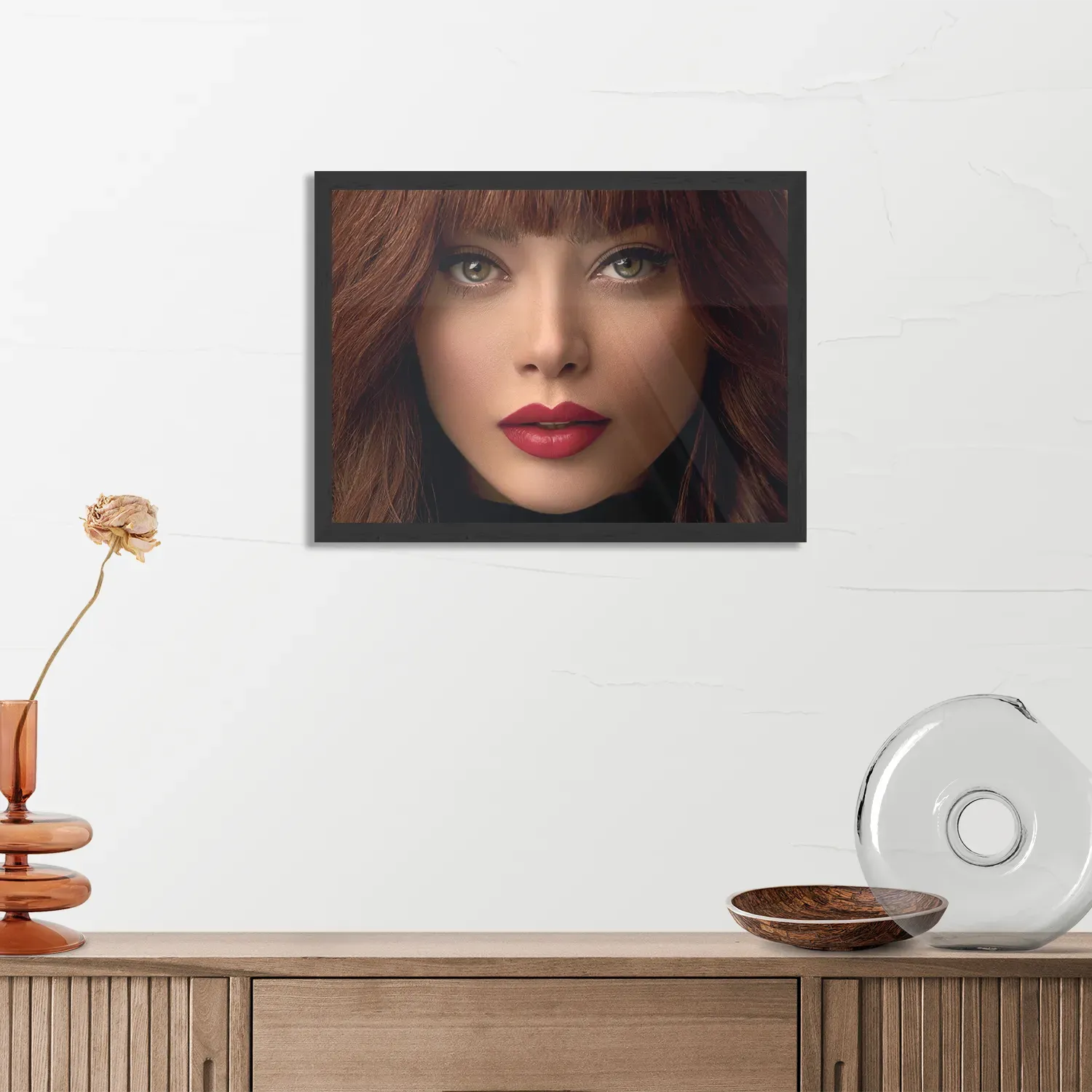 Poster Mooie Vrouw Met Oranje Haar Rechthoek Horizontaal Met Lijst Template PBF 50 70 Horizontaal Mensen 20 3