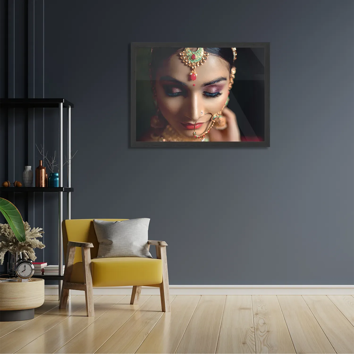 Poster Indiaanse Vrouw In Kostuum Rechthoek Horizontaal Met Lijst Template PBF 50 70 Horizontaal Mensen 21 2