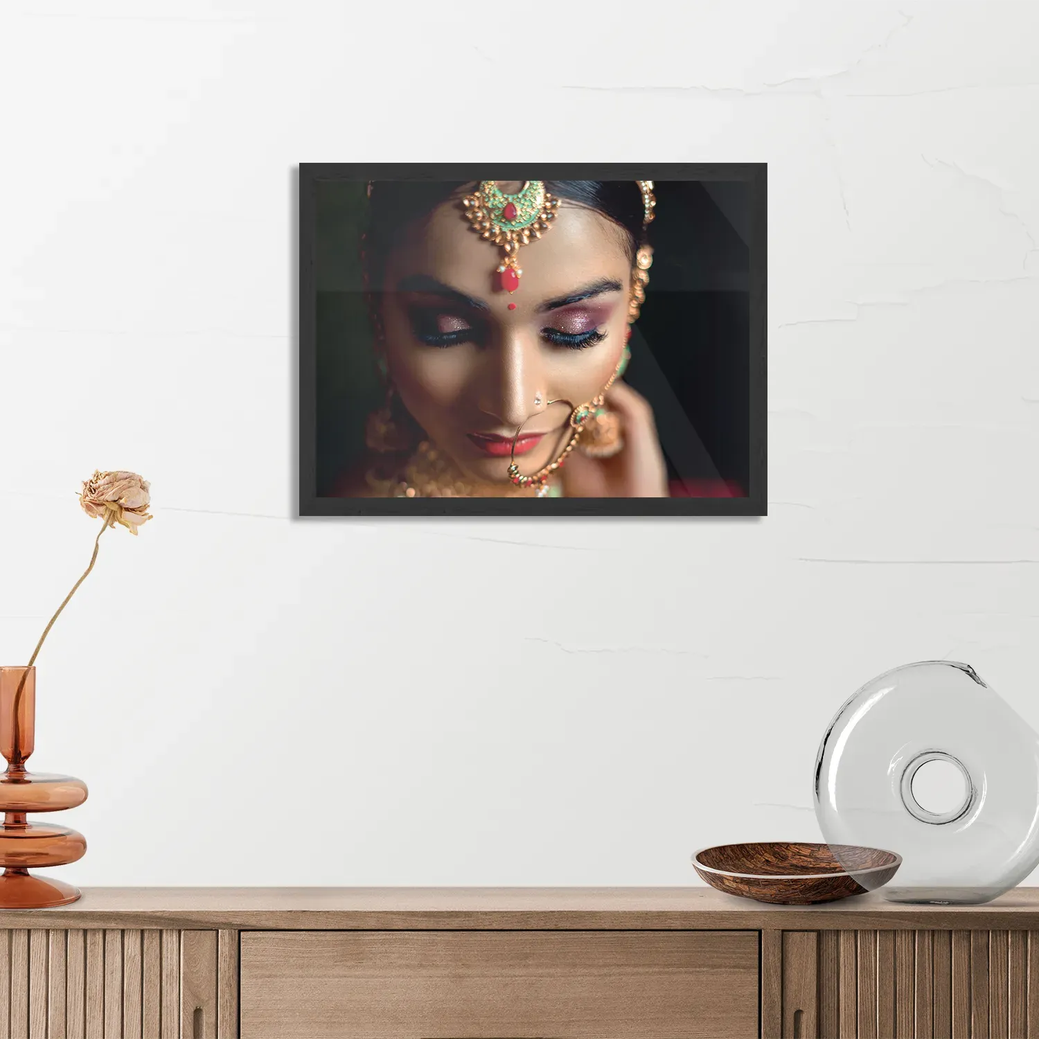 Poster Indiaanse Vrouw In Kostuum Rechthoek Horizontaal Met Lijst Template PBF 50 70 Horizontaal Mensen 21 3