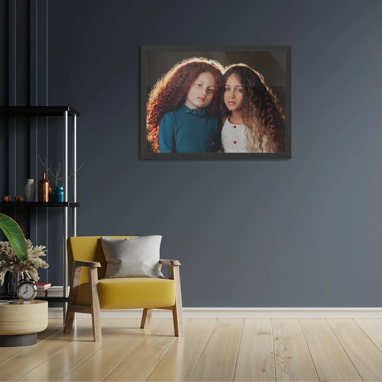 Poster Twee Jonge Meiden Met Krullend Haar Rechthoek Horizontaal Met Lijst Template PBF 50 70 Horizontaal Mensen 23 2