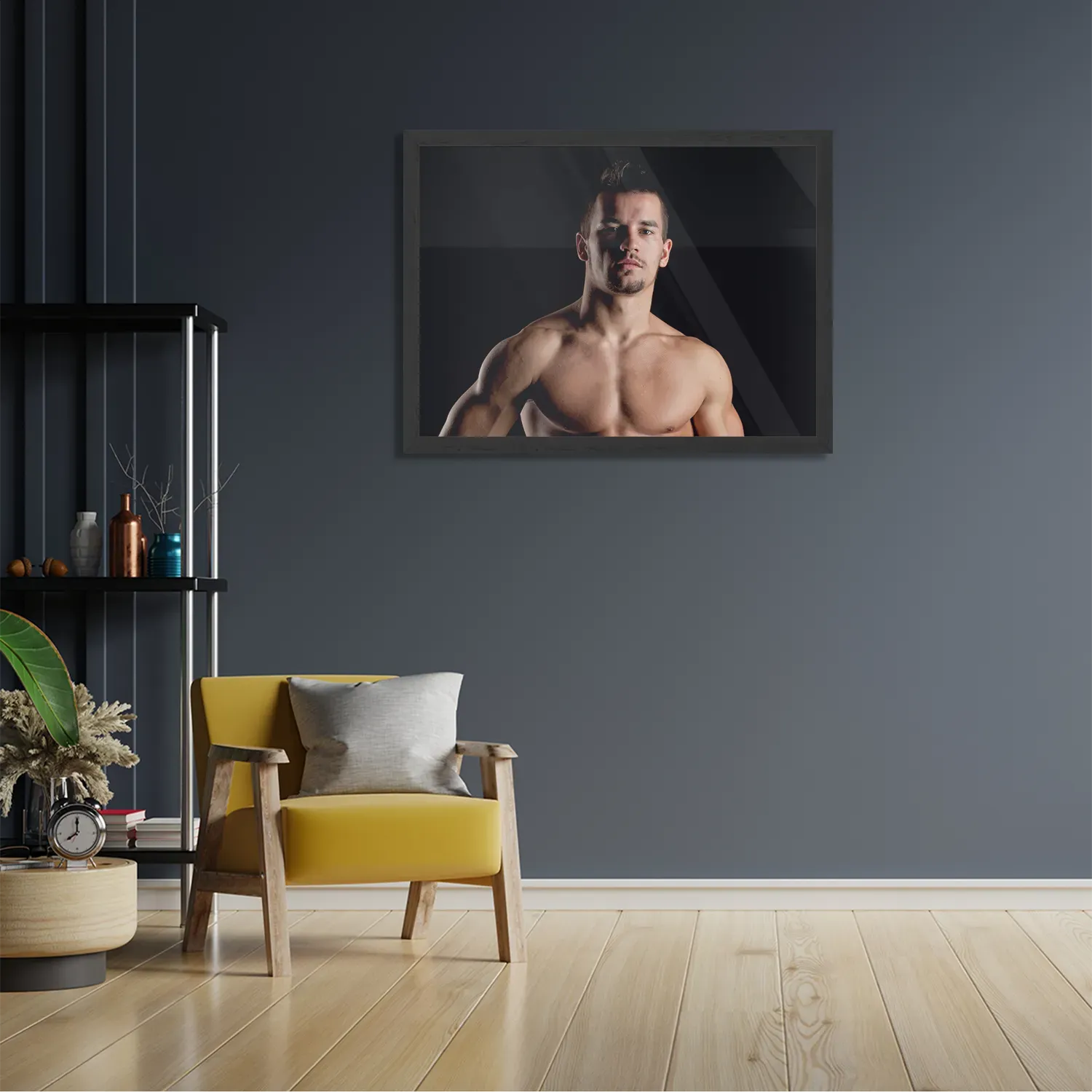 Poster Man Met Ontbloot Bovenlichaam Rechthoek Horizontaal Met Lijst Template PBF 50 70 Horizontaal Mensen 29 2