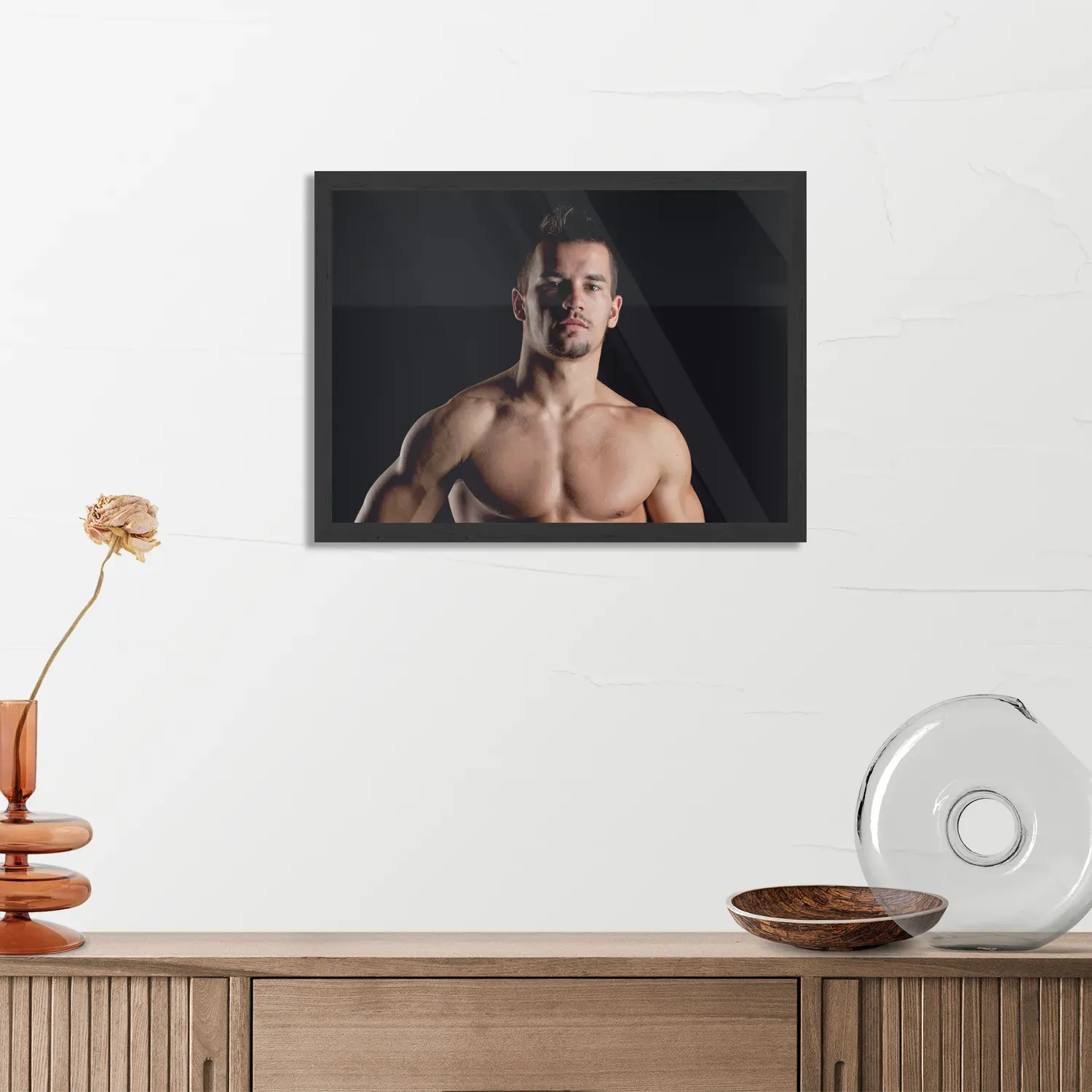 Poster Man Met Ontbloot Bovenlichaam Rechthoek Horizontaal Met Lijst Template PBF 50 70 Horizontaal Mensen 29 3