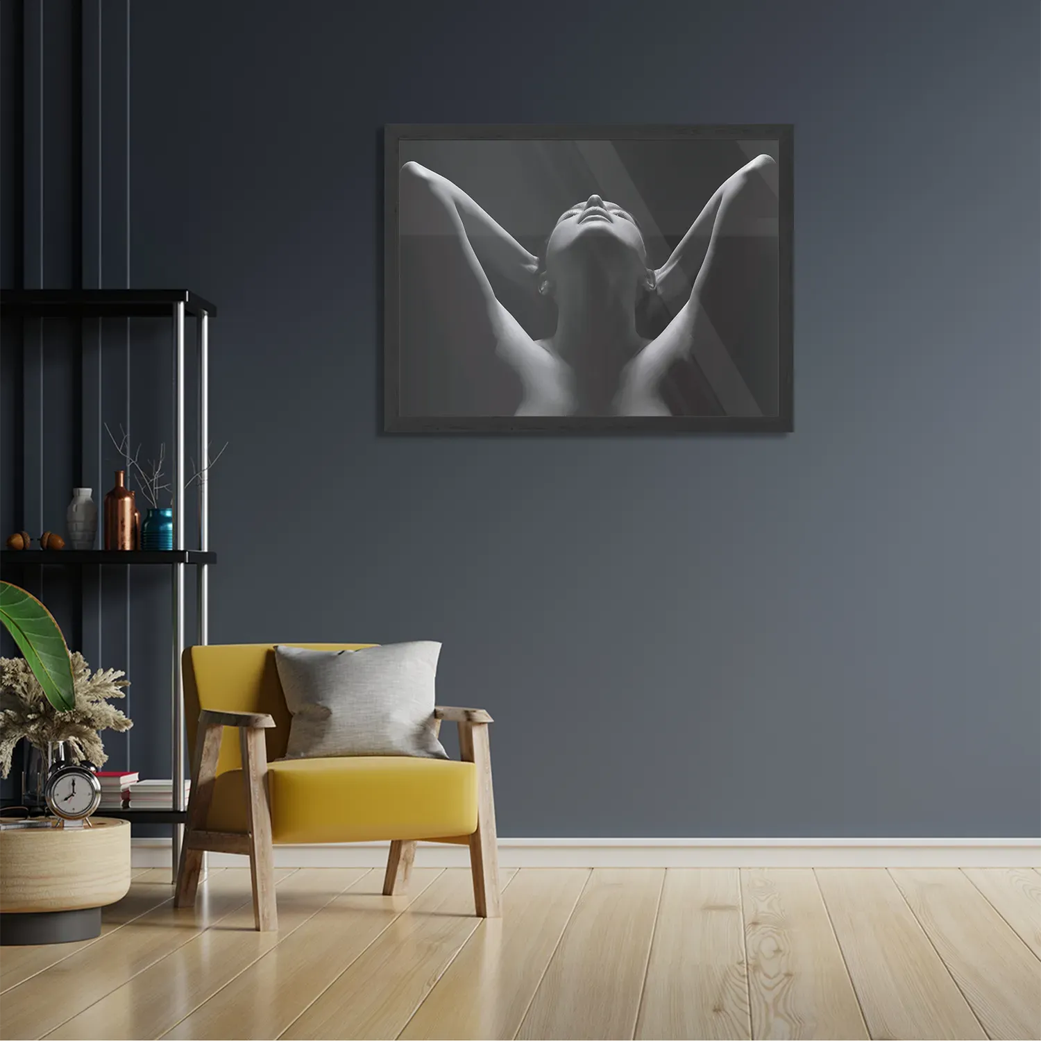 Poster Mooie Vrouw met ontbloot Bovenlichaam Rechthoek Horizontaal Met Lijst Template PBF 50 70 Horizontaal Mensen 30 2