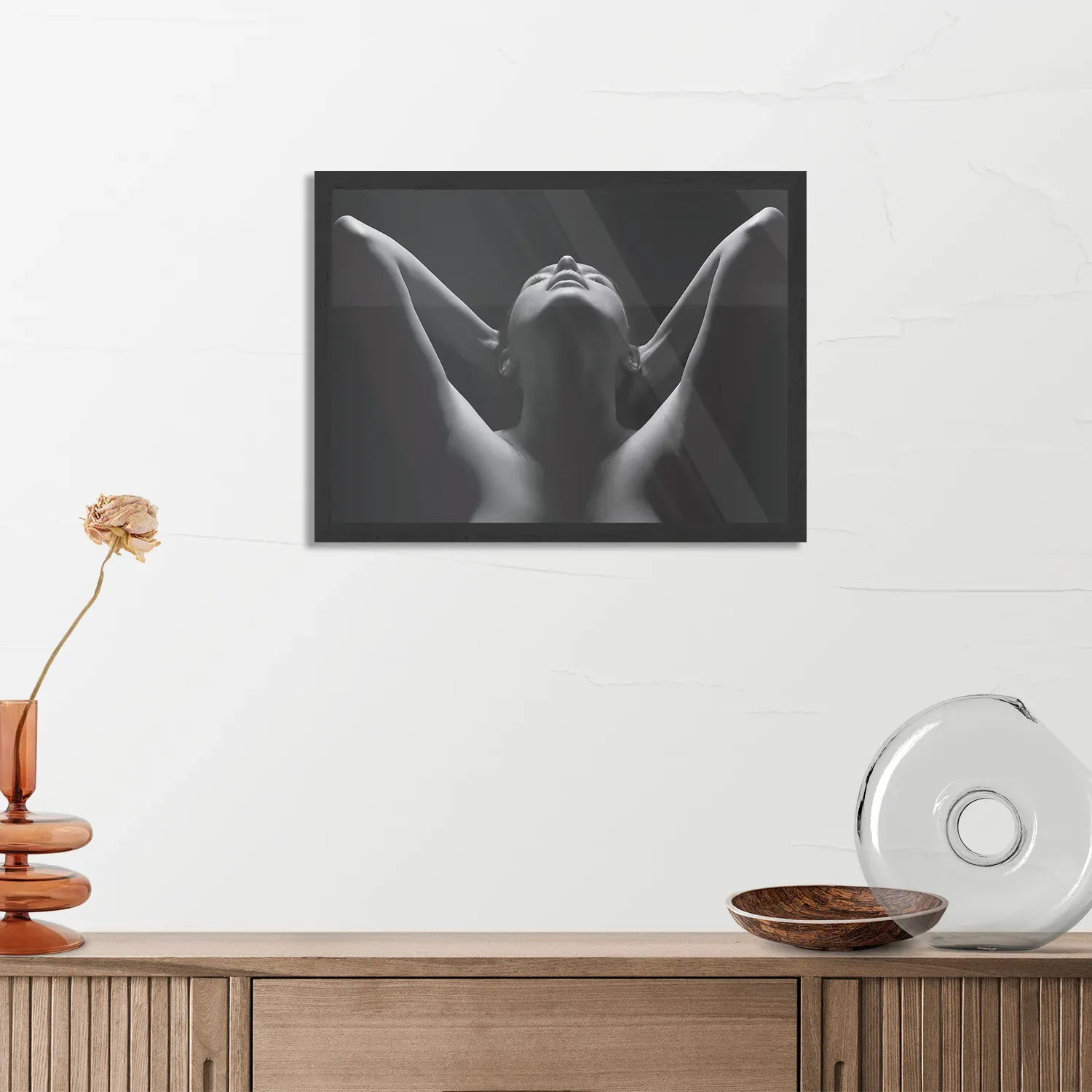 Poster Mooie Vrouw met ontbloot Bovenlichaam Rechthoek Horizontaal Met Lijst Template PBF 50 70 Horizontaal Mensen 30 3