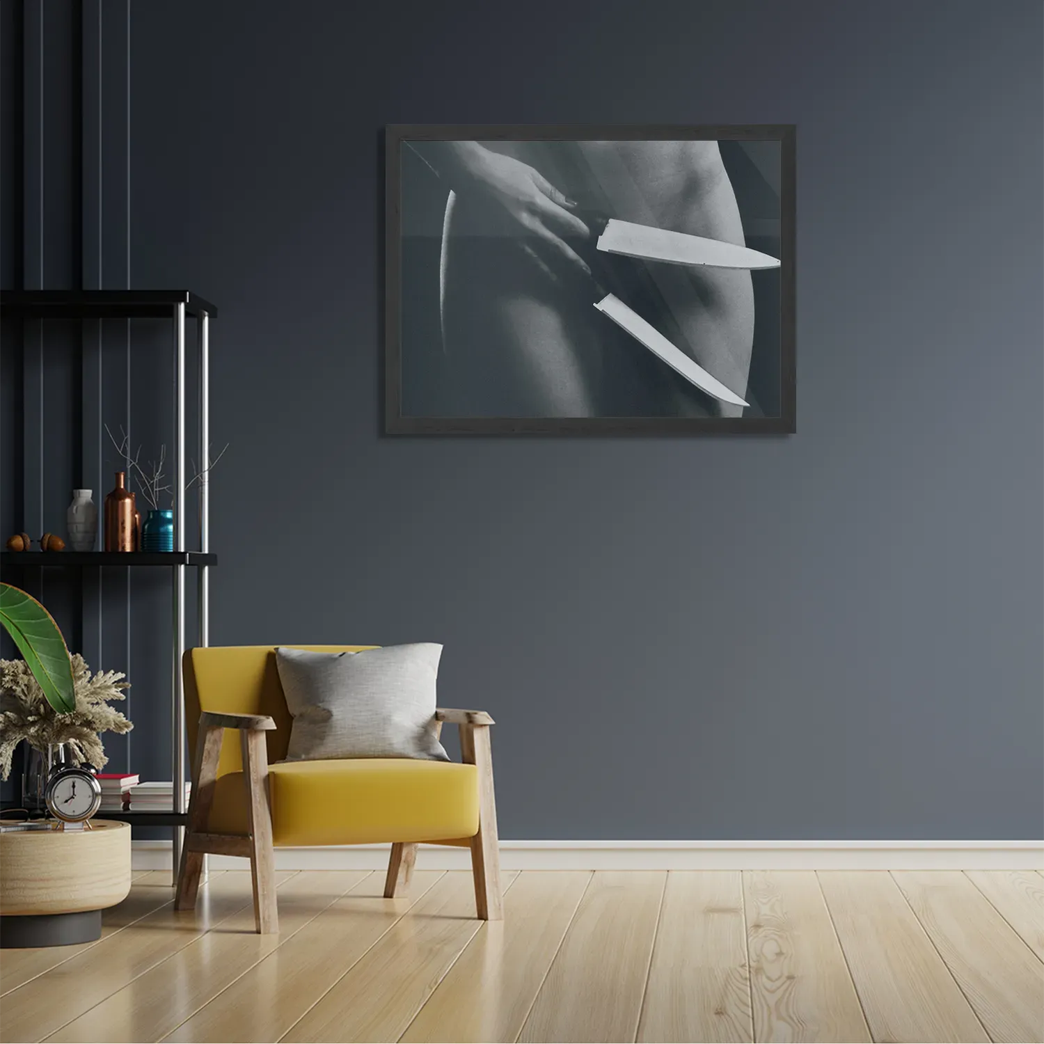 Poster Vrouwlijke Messentrekker Rechthoek Horizontaal Met Lijst Template PBF 50 70 Horizontaal Mensen 4 2