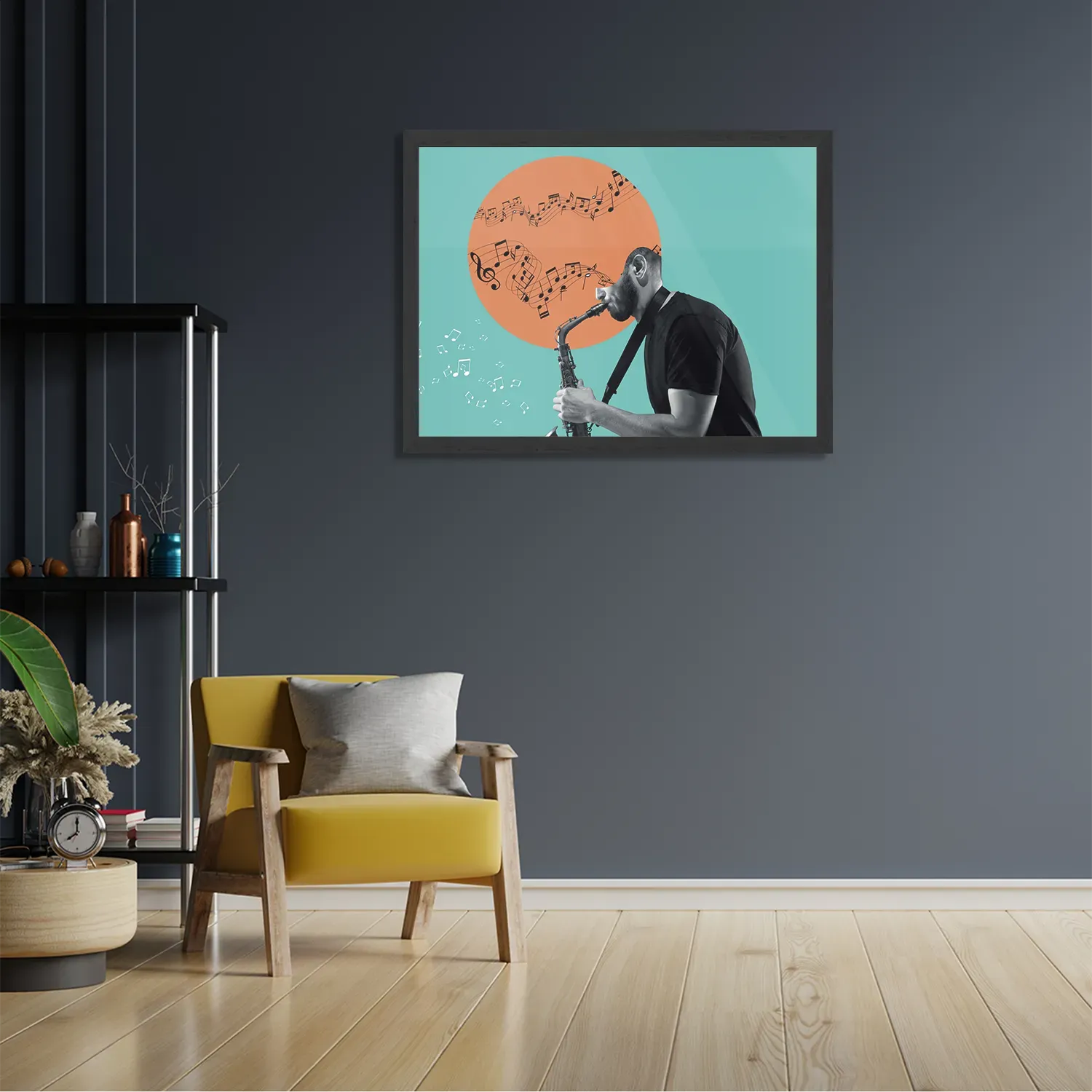 Poster Saxofonist Rechthoek Horizontaal Met Lijst Template PBF 50 70 Horizontaal Muziek 10 2