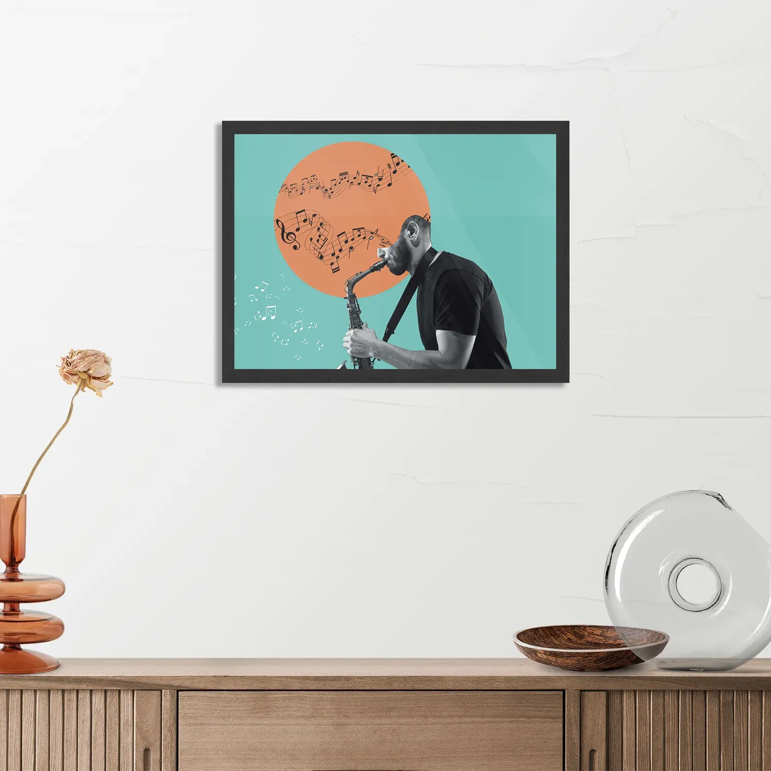 Poster Saxofonist Rechthoek Horizontaal Met Lijst Template PBF 50 70 Horizontaal Muziek 10 3