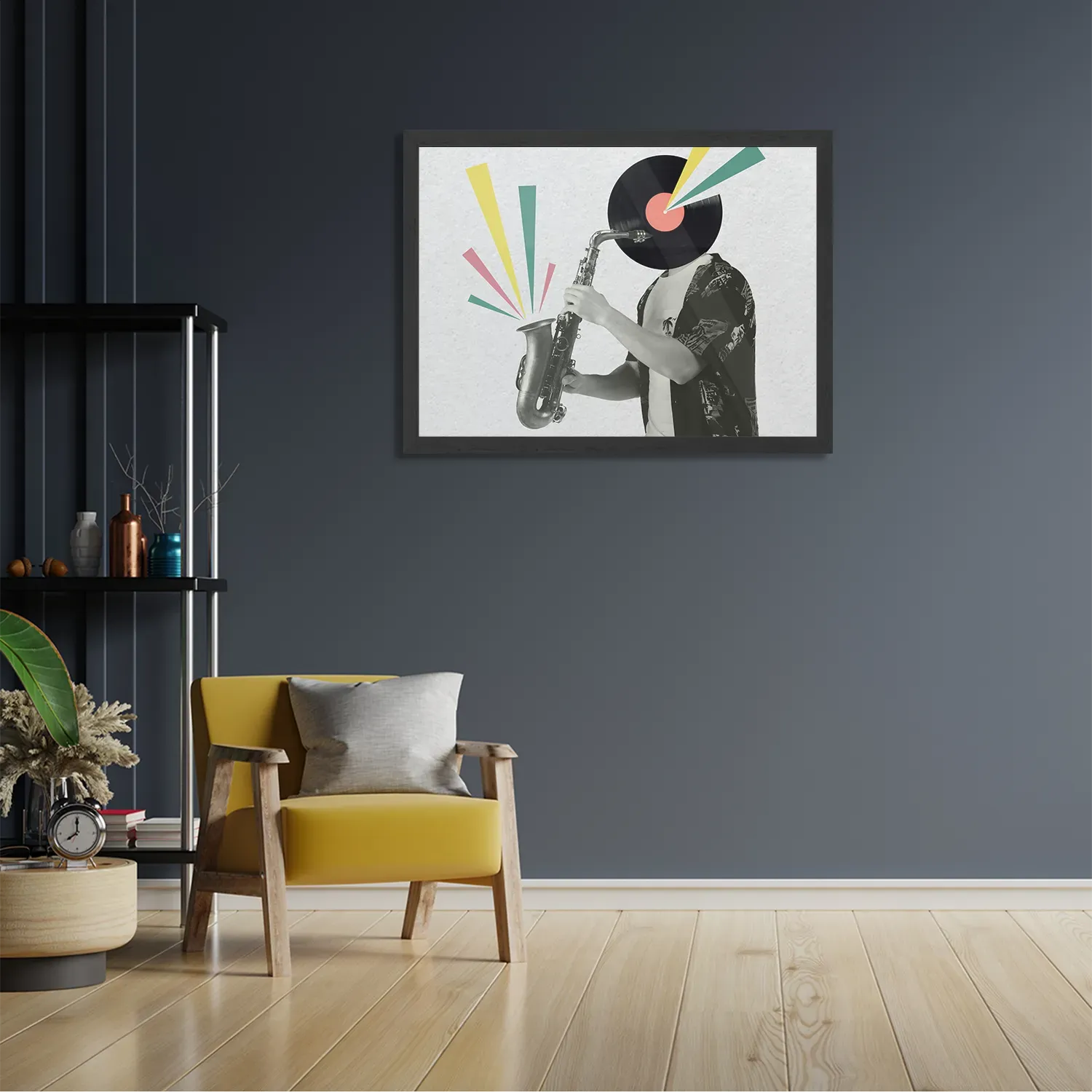Poster De saxofoon Rechthoek Horizontaal Met Lijst Template PBF 50 70 Horizontaal Muziek 11 2