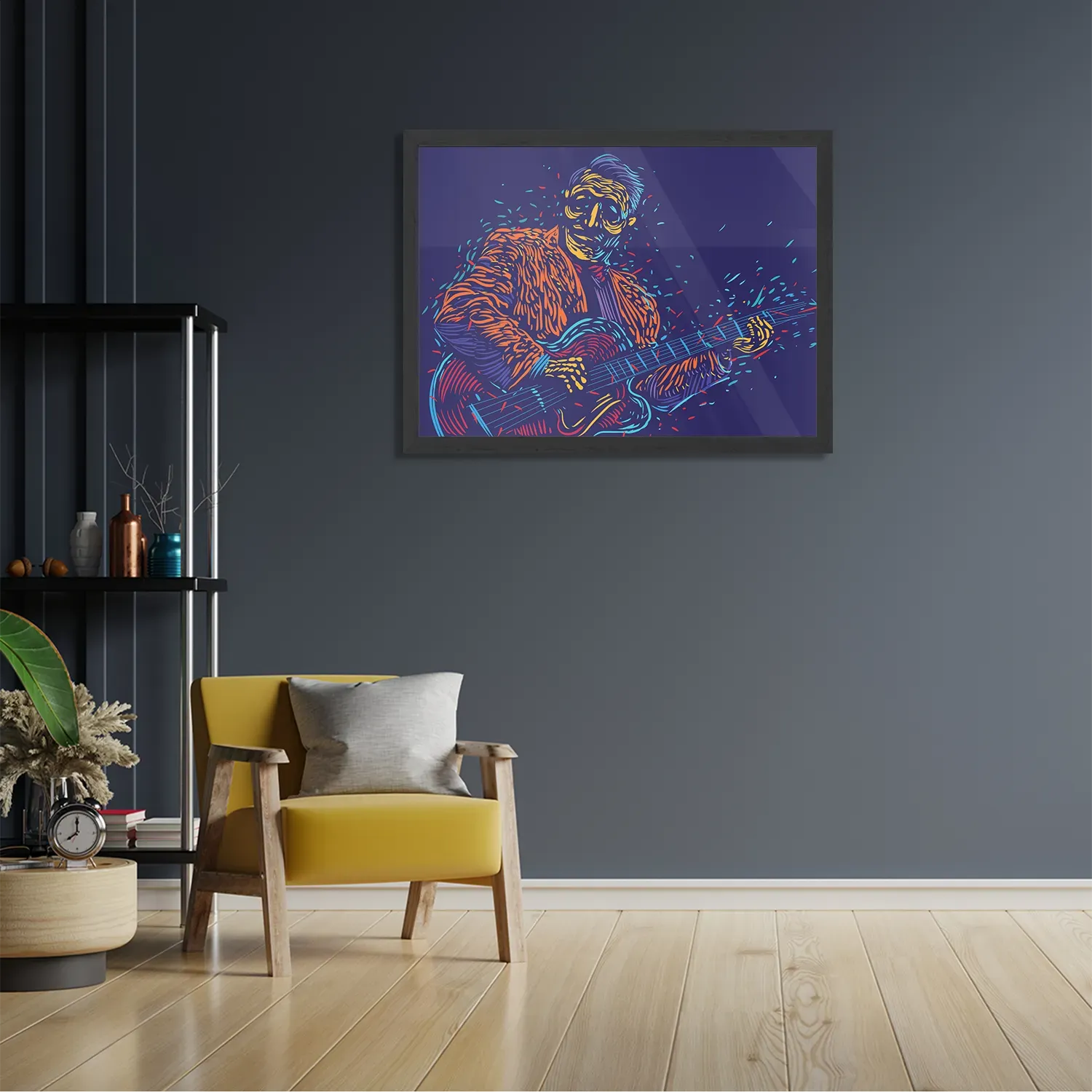 Poster De Gitarist Rechthoek Horizontaal Met Lijst Template PBF 50 70 Horizontaal Muziek 13 2